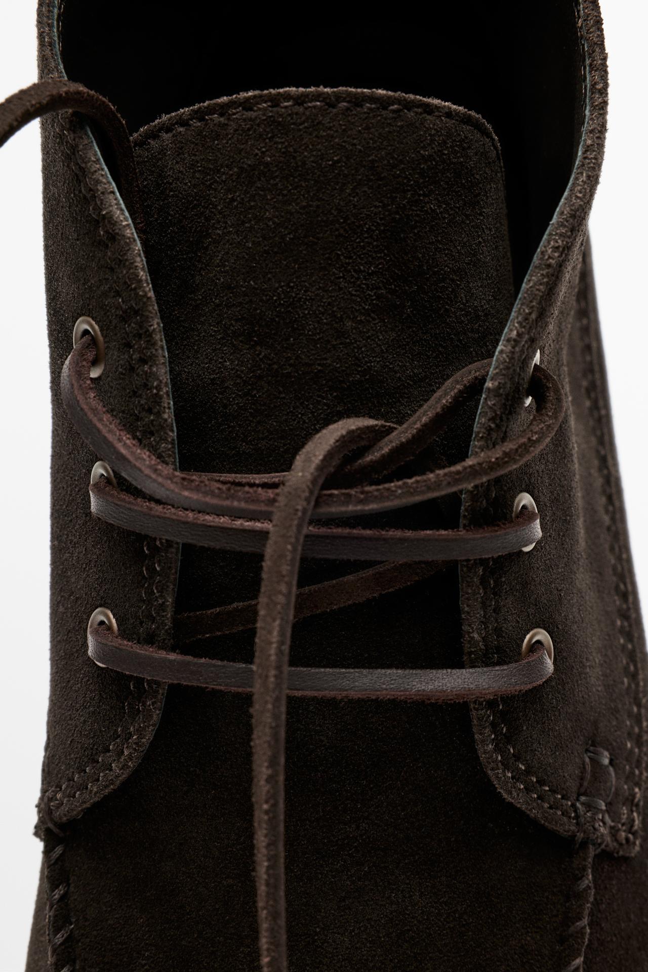 Split suede leather ankle boot — BROWN