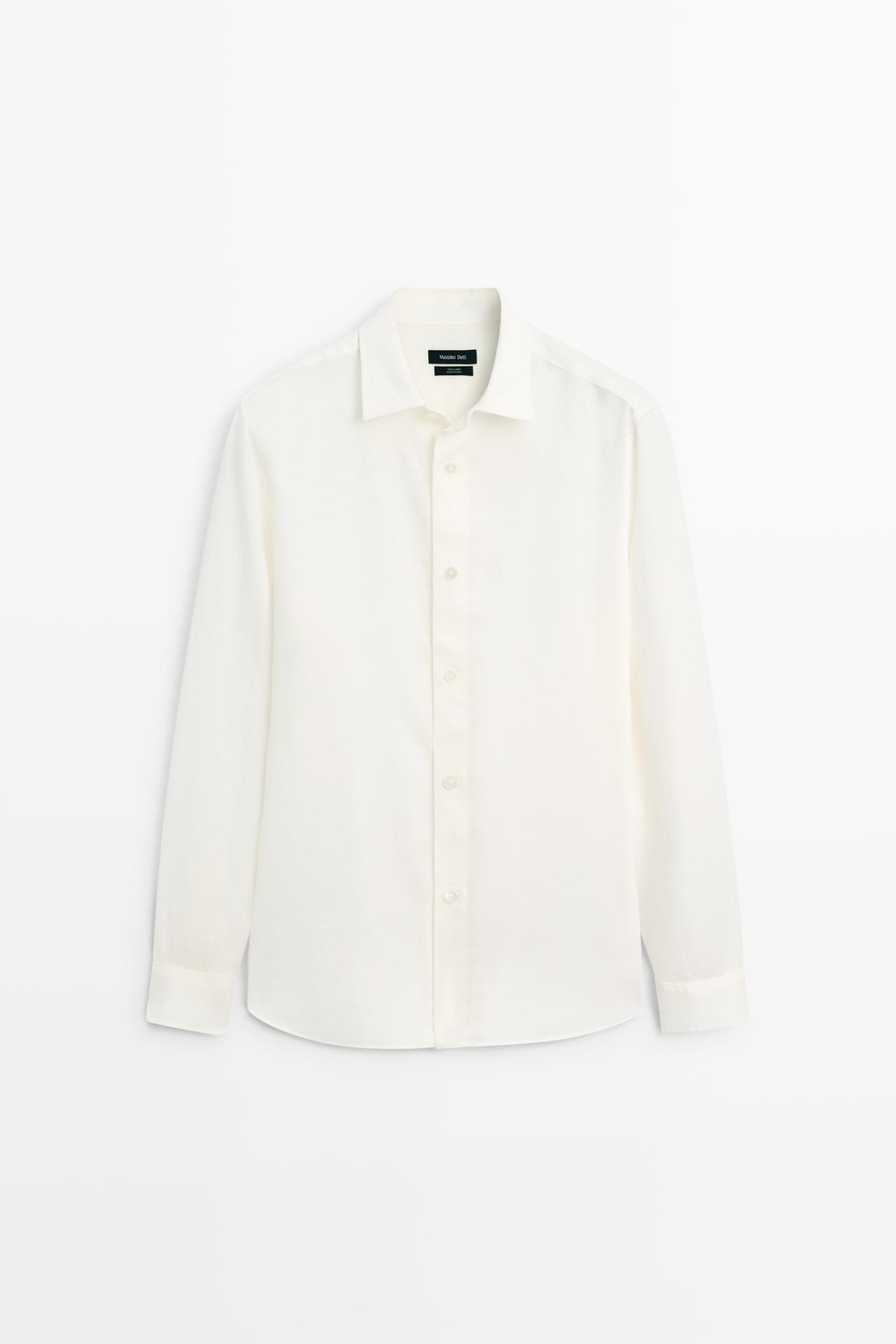 100% linen regular fit shirt — CREAM