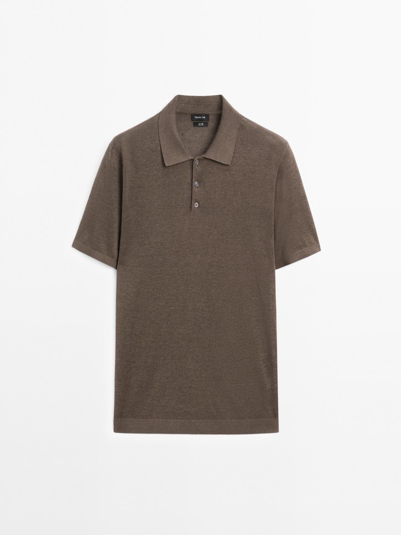 Massimo Dutti - Herre - Poloshirt I 100% Hør - Mokka - S
