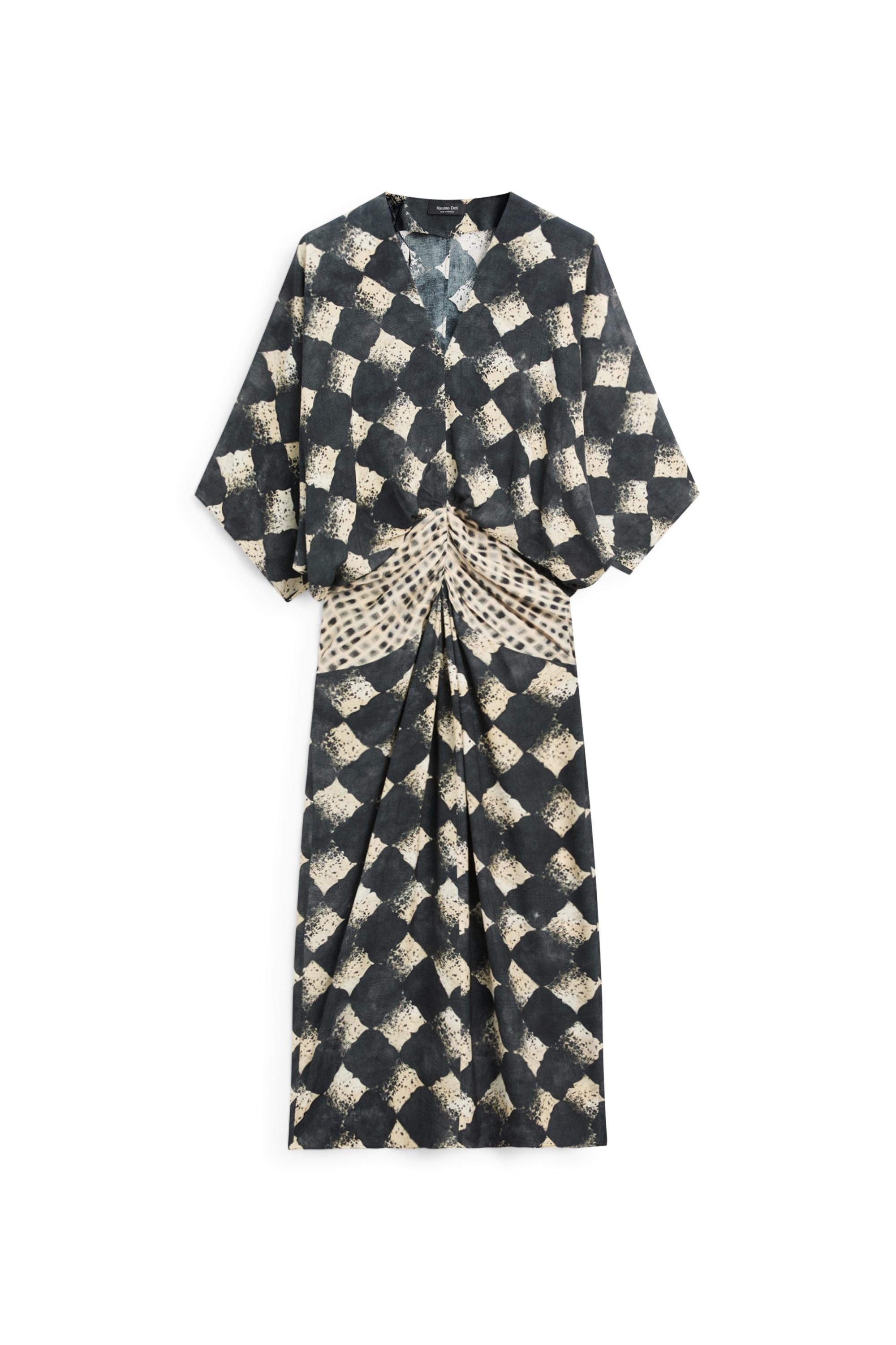 Flowing dress with sash belt detail — BLUE