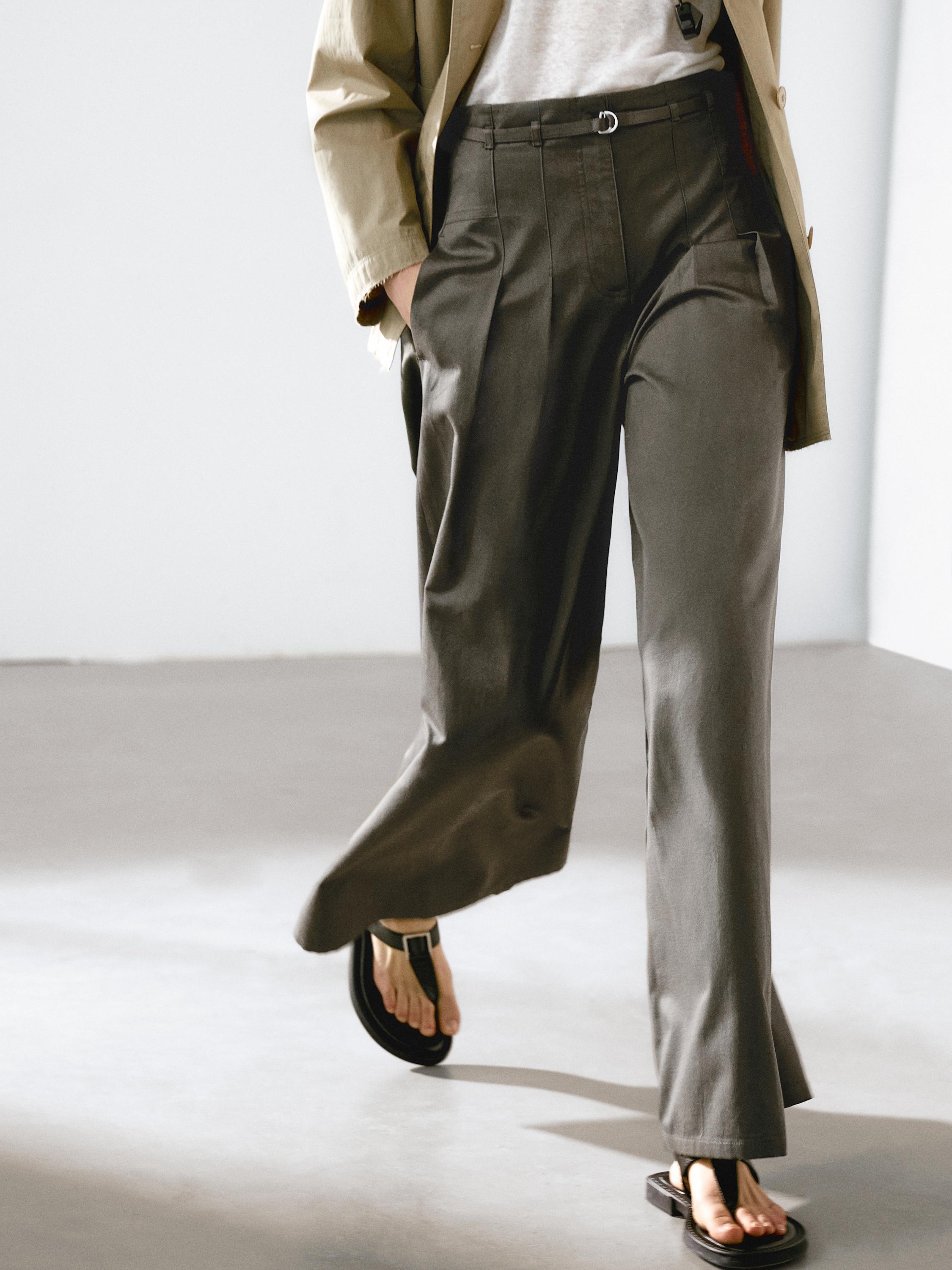 Cotton blend palazzo trousers