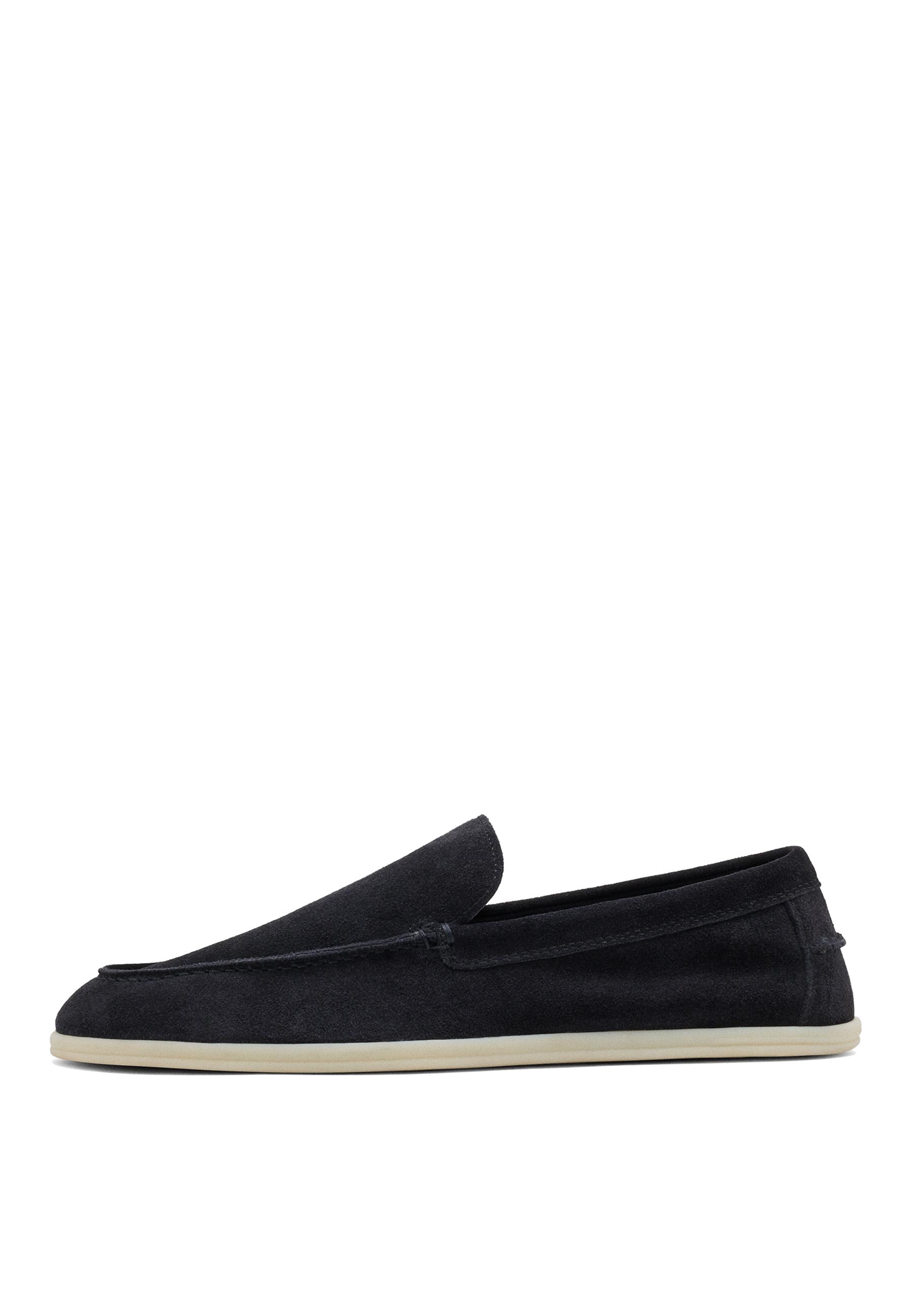 Soft split leather loafers — BLUE