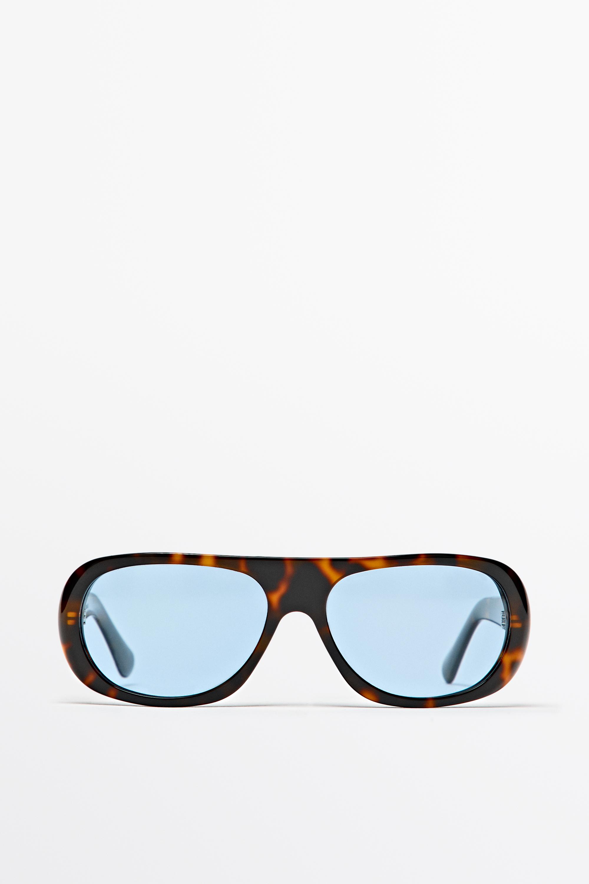 Wide tortoiseshell-effect sunglasses — BLUE