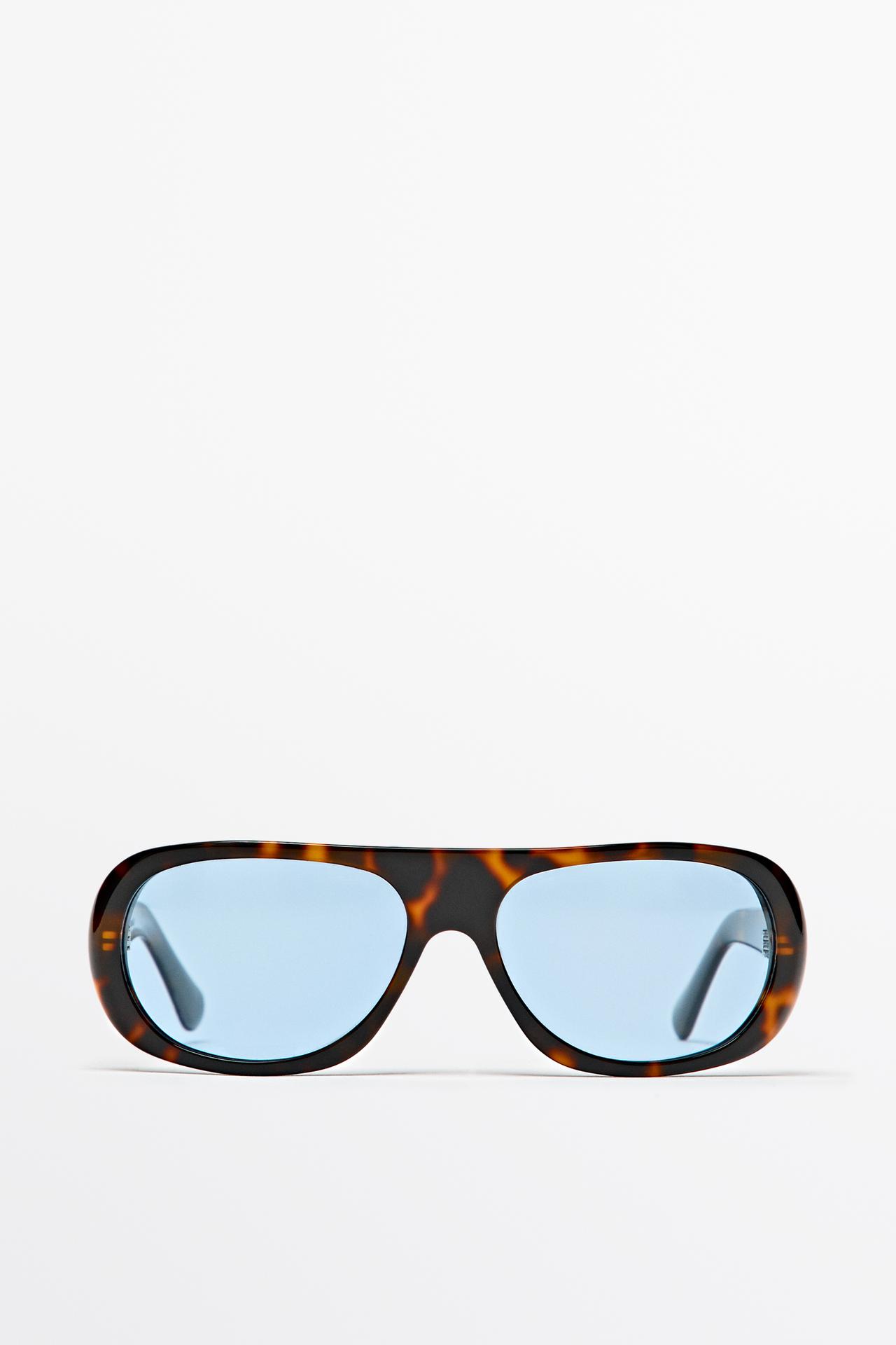 Wide tortoiseshell-effect sunglasses — BLUE