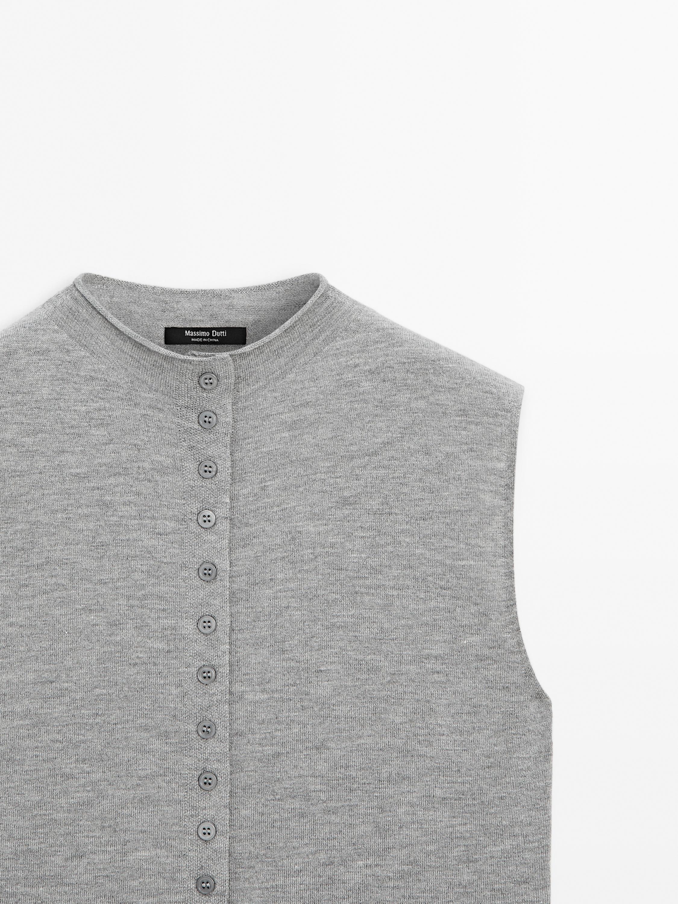 Cropped wool blend knit vest
