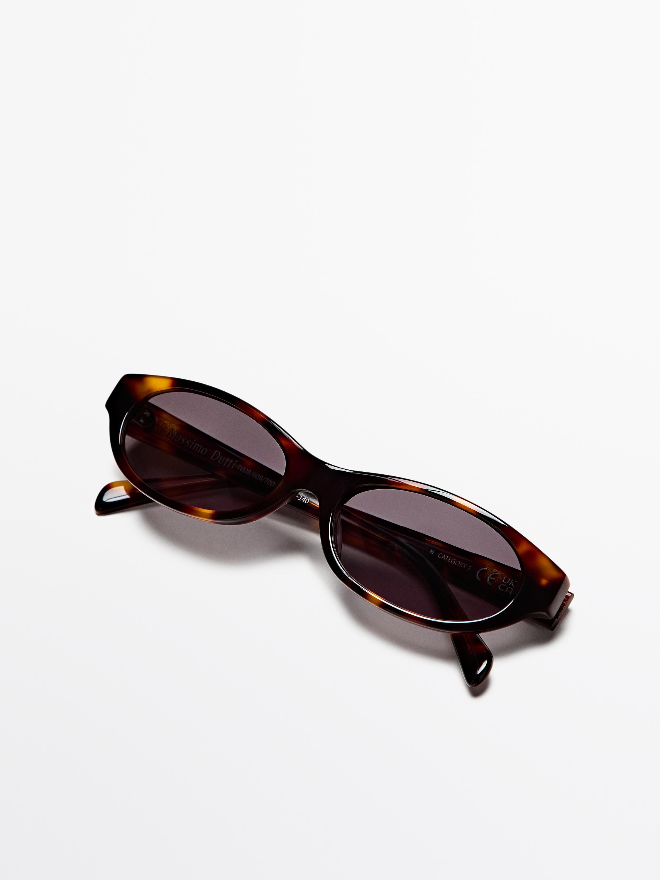 Narrow tortoiseshell-effect sunglasses — BROWN