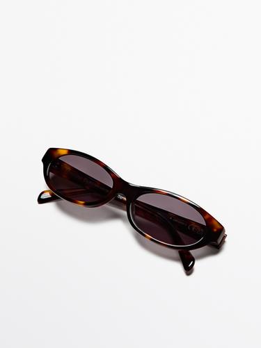 Narrow tortoiseshell-effect sunglasses — BROWN 4
