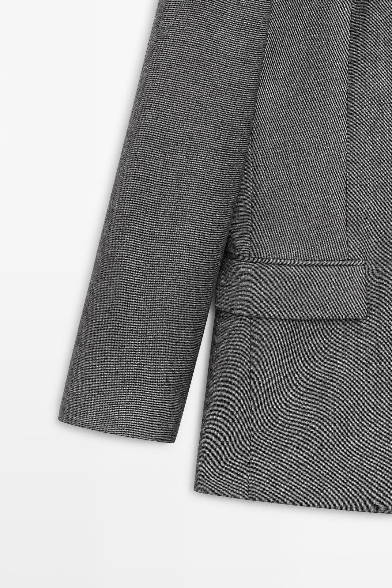100% wool suit blazer with pockets — DARK GREY