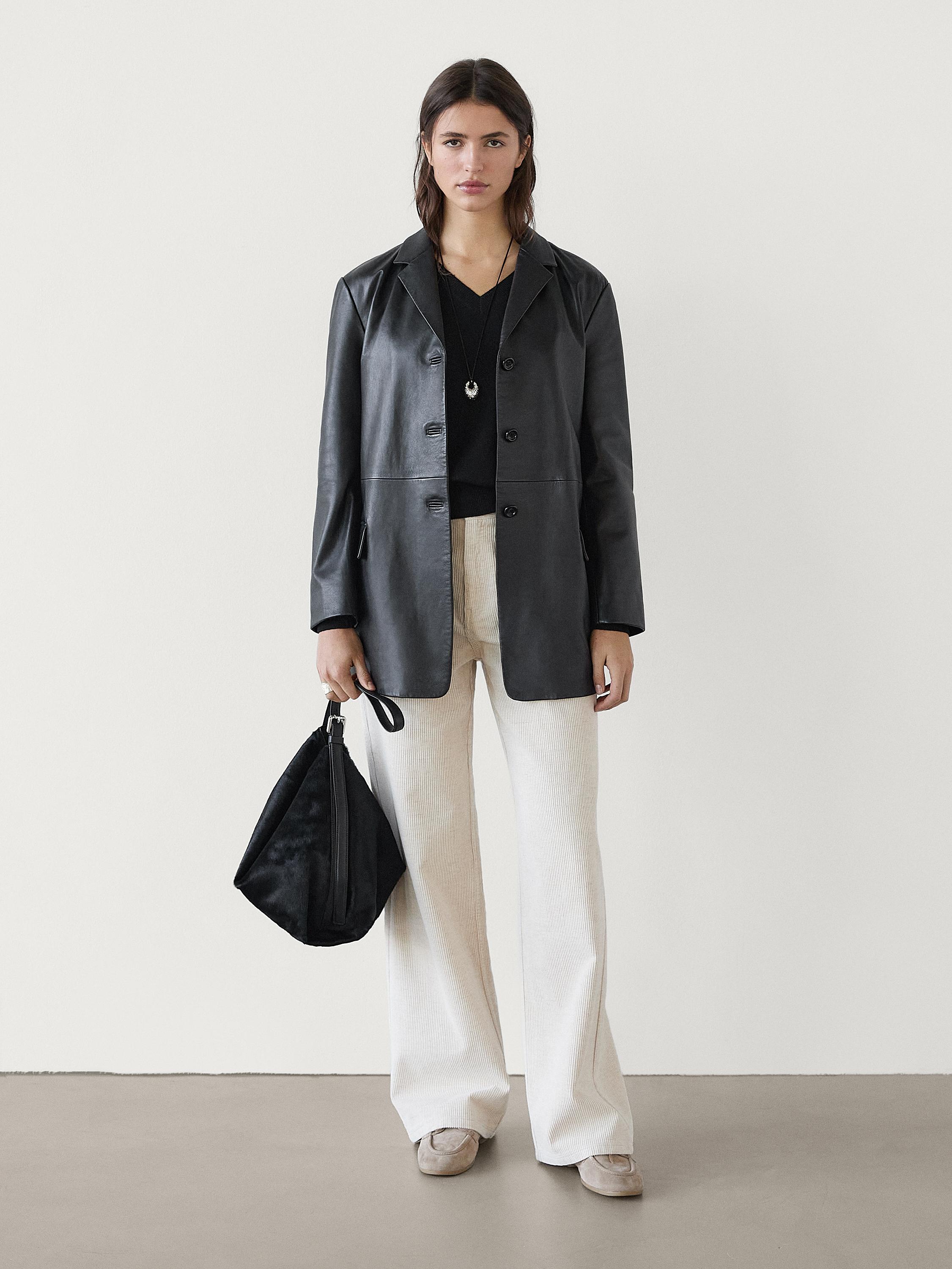 Oversize nappa leather blazer