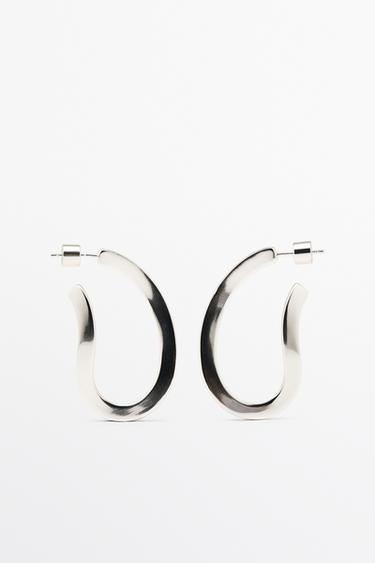 Twisted oval hoop earrings — SILVER 1
