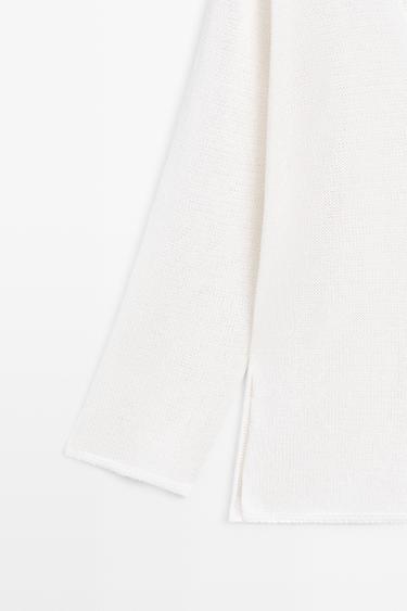 Long knit V-neck cardigan — WHITE 7