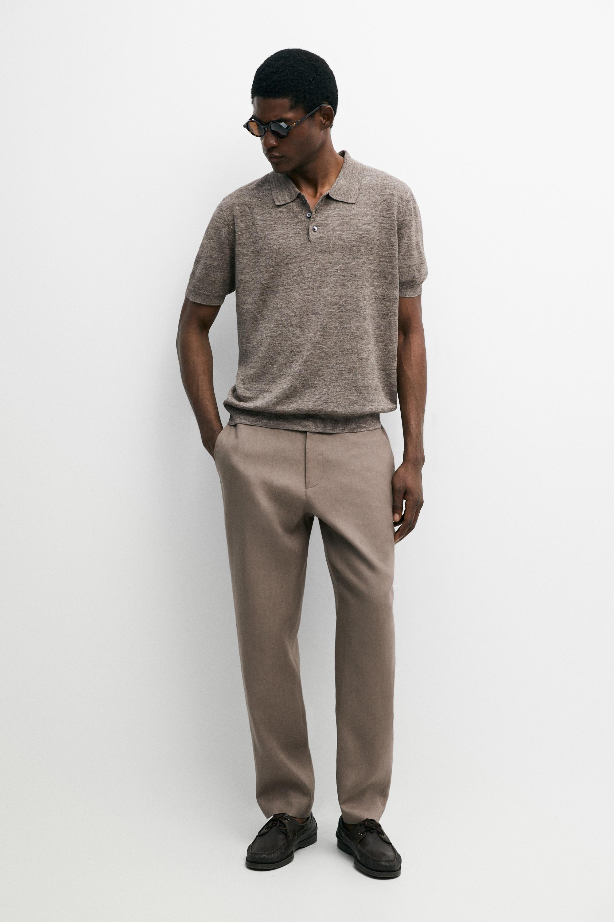 100% linen melange polo shirt