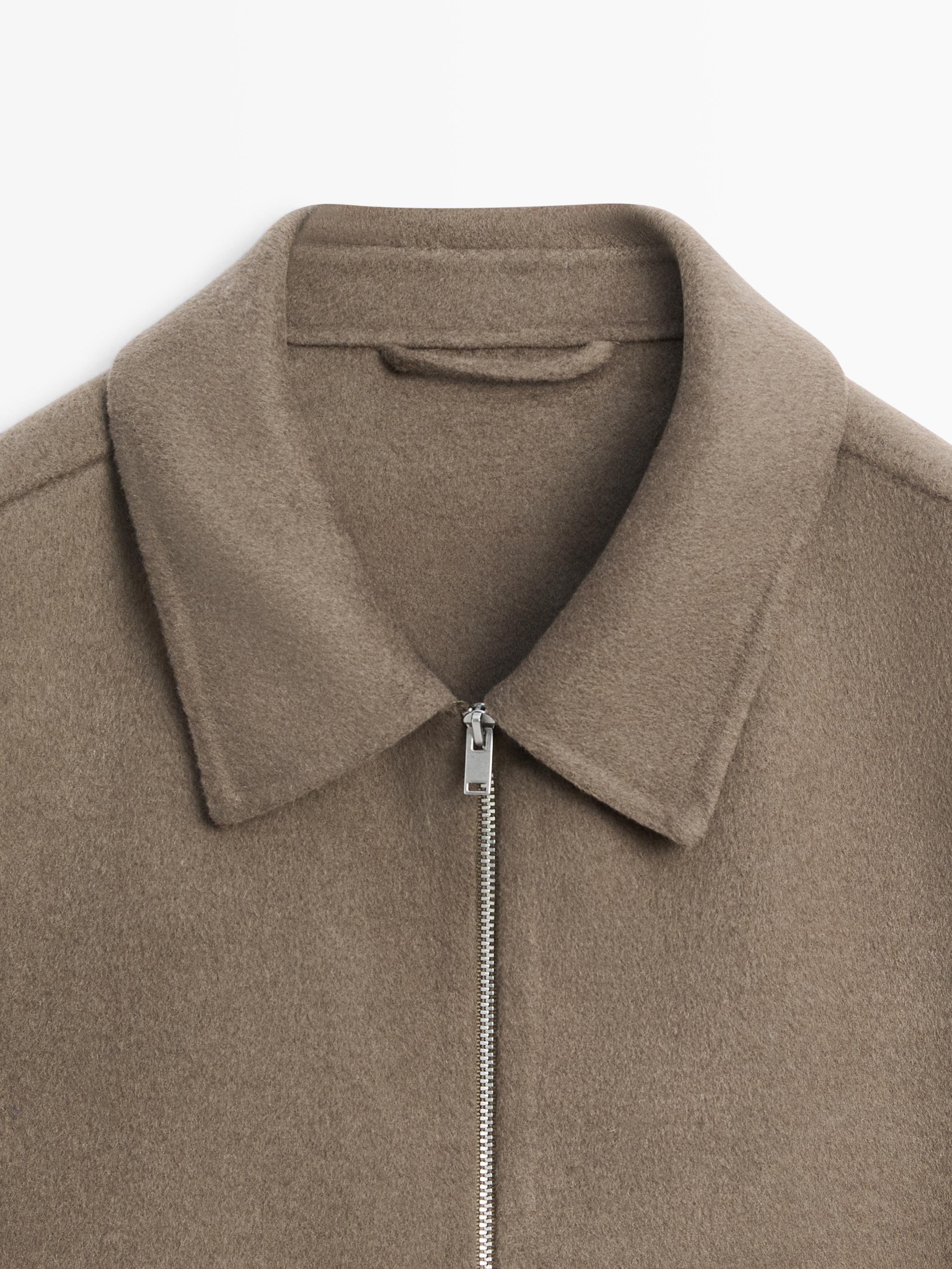 Wool blend jacket with pockets — GREENISH