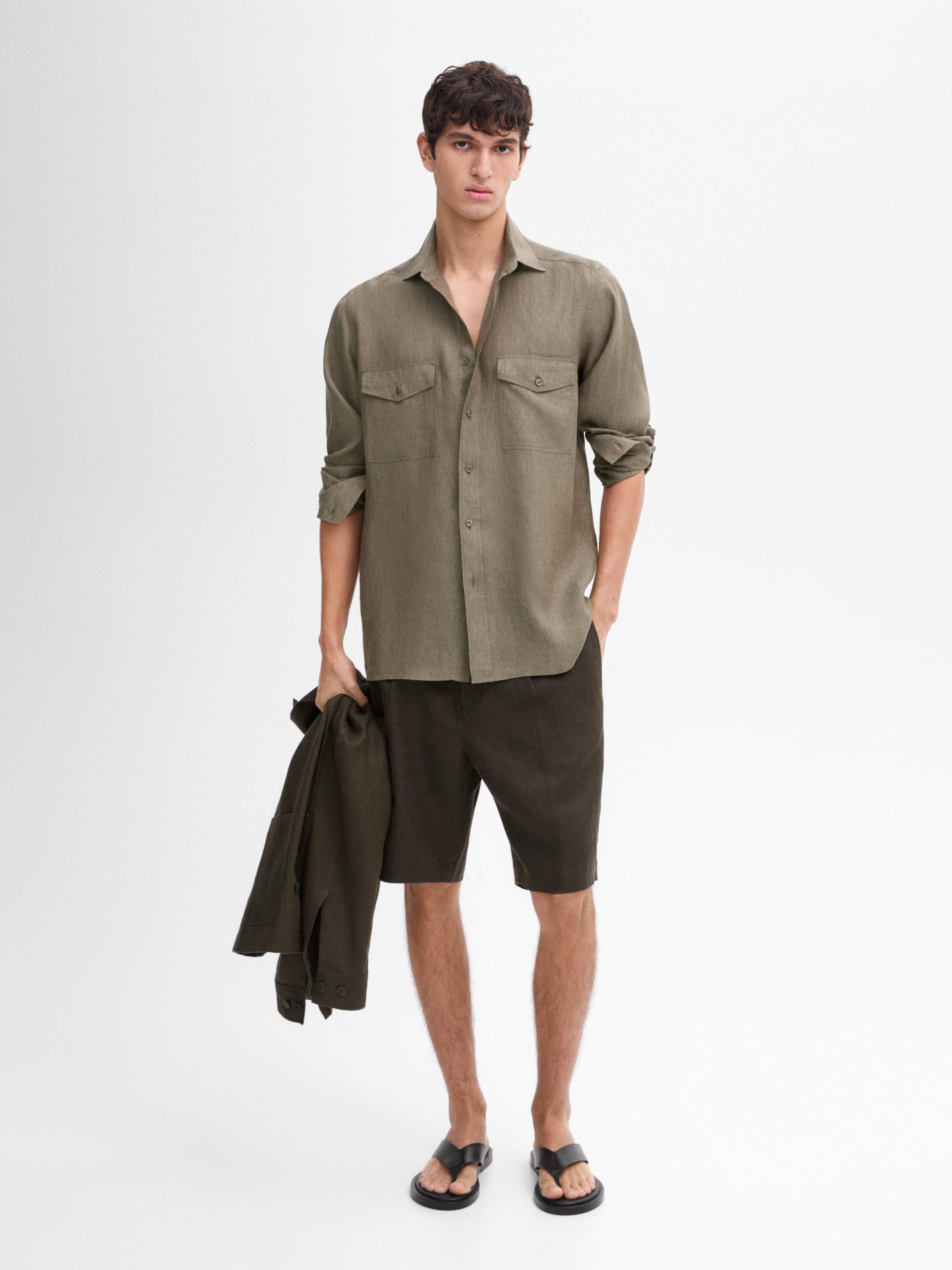 Camisa bolsillos 100% lino