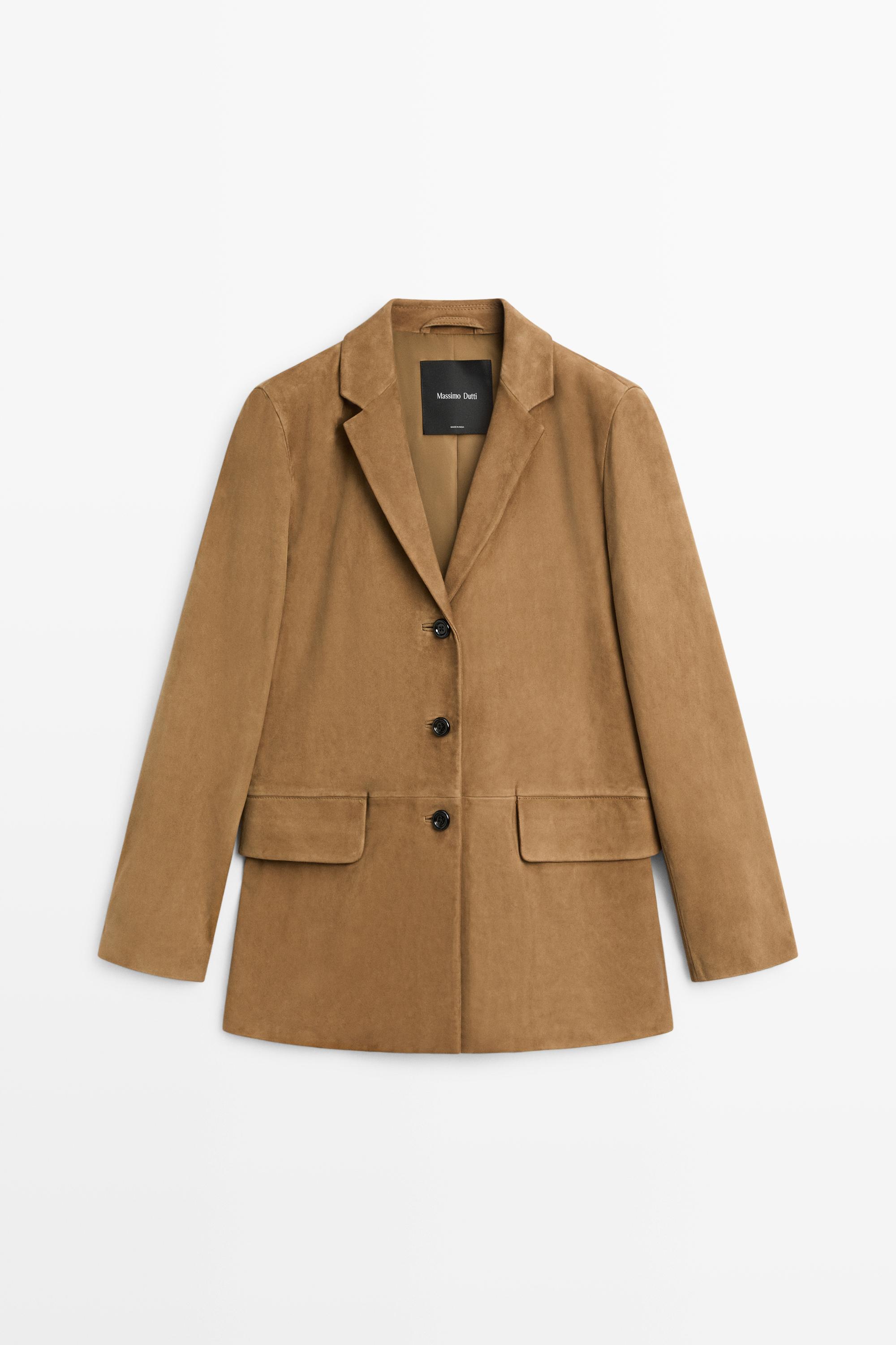 Suede lapel blazer — SAND