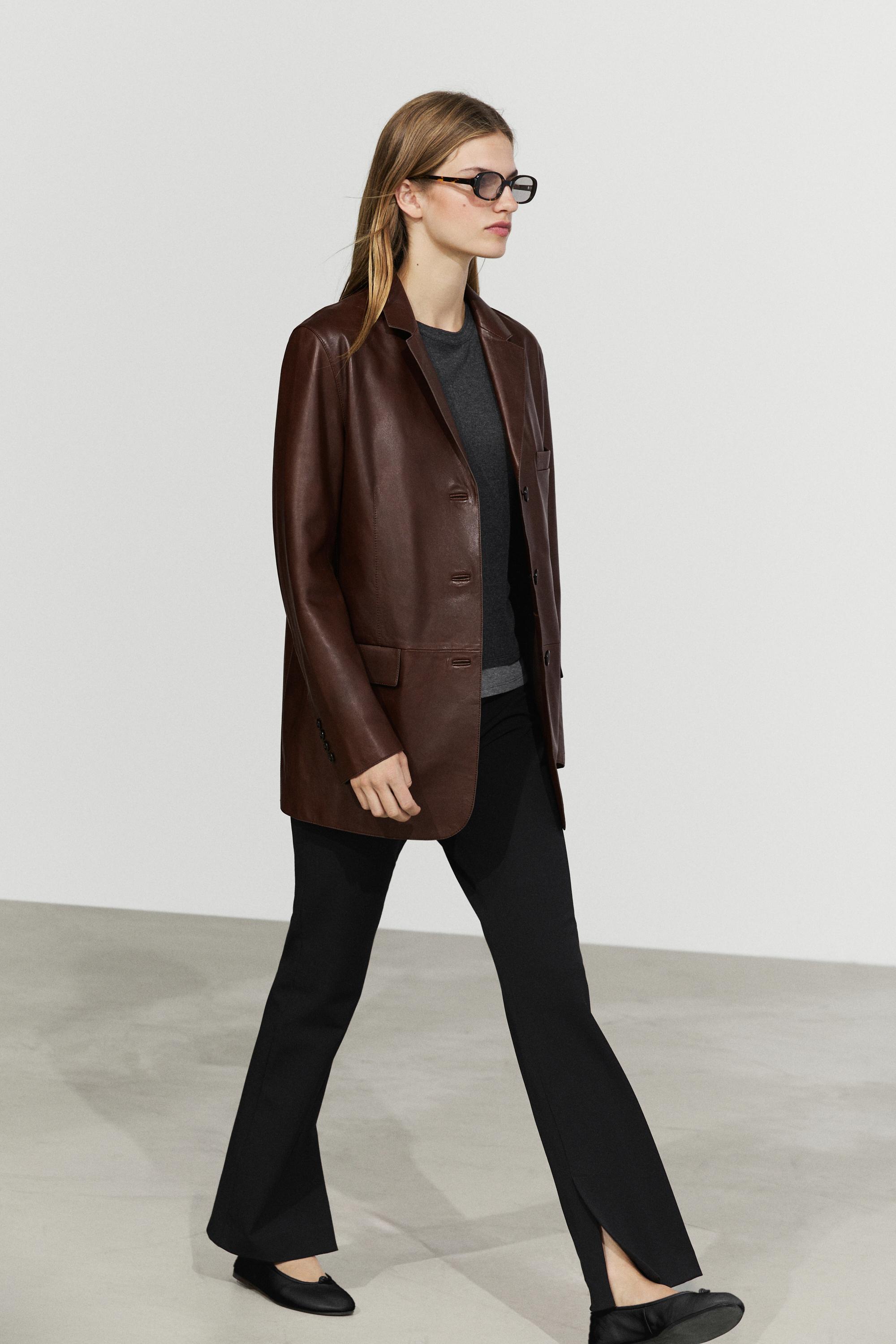Nappa leather blazer with pocket detail