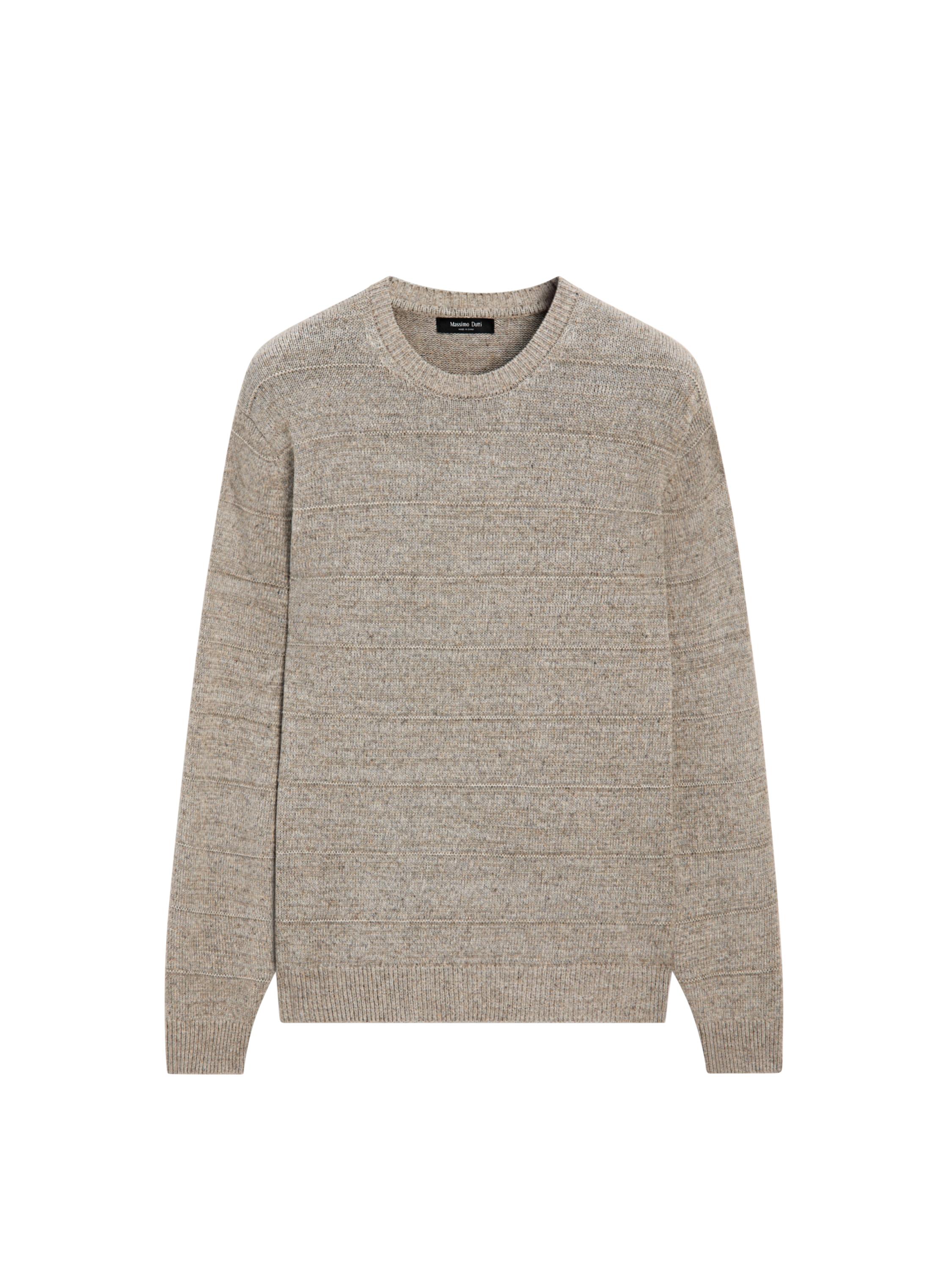 Striped knit crew neck sweater — MINK