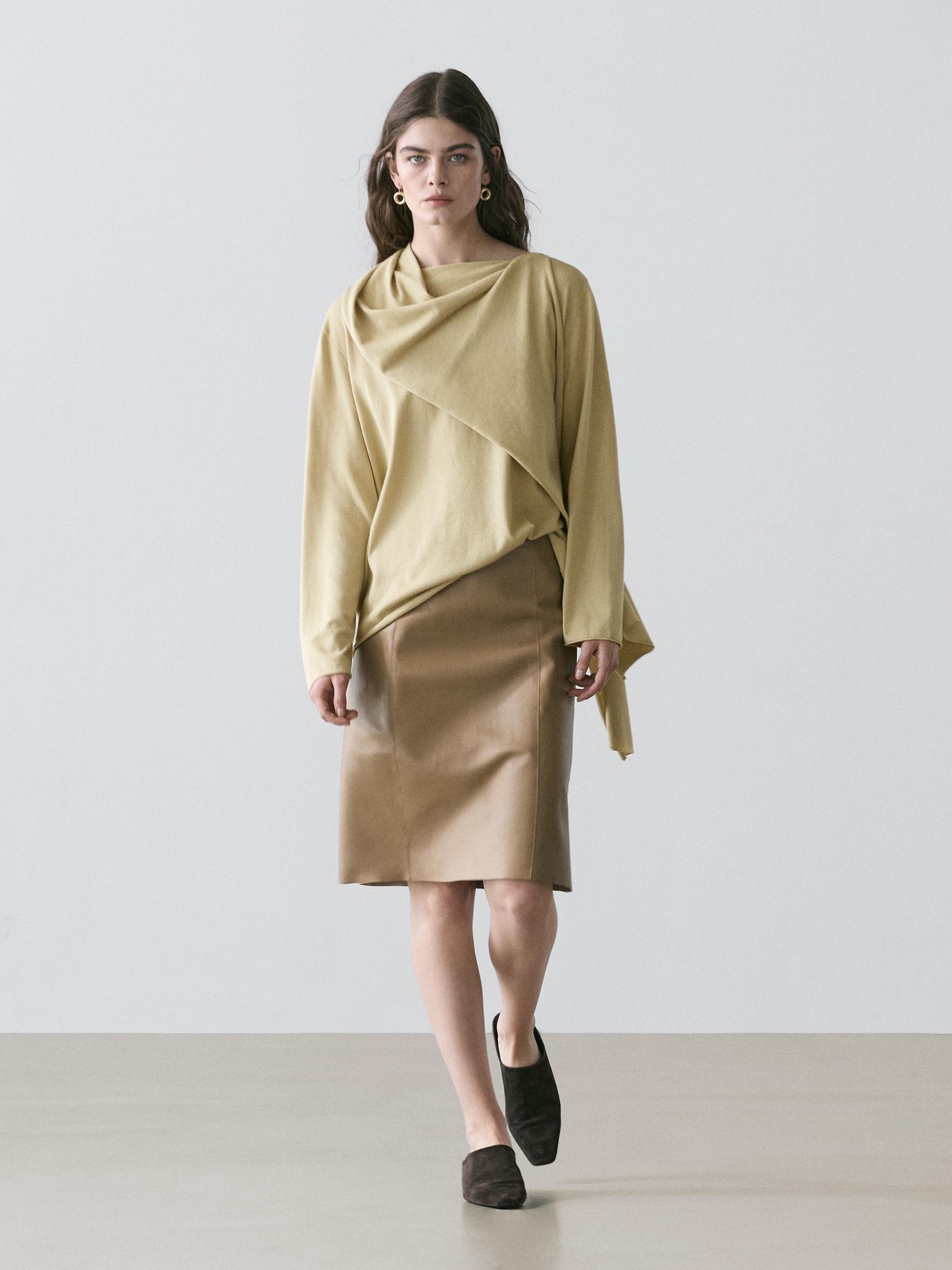 Nappa leather mini skirt