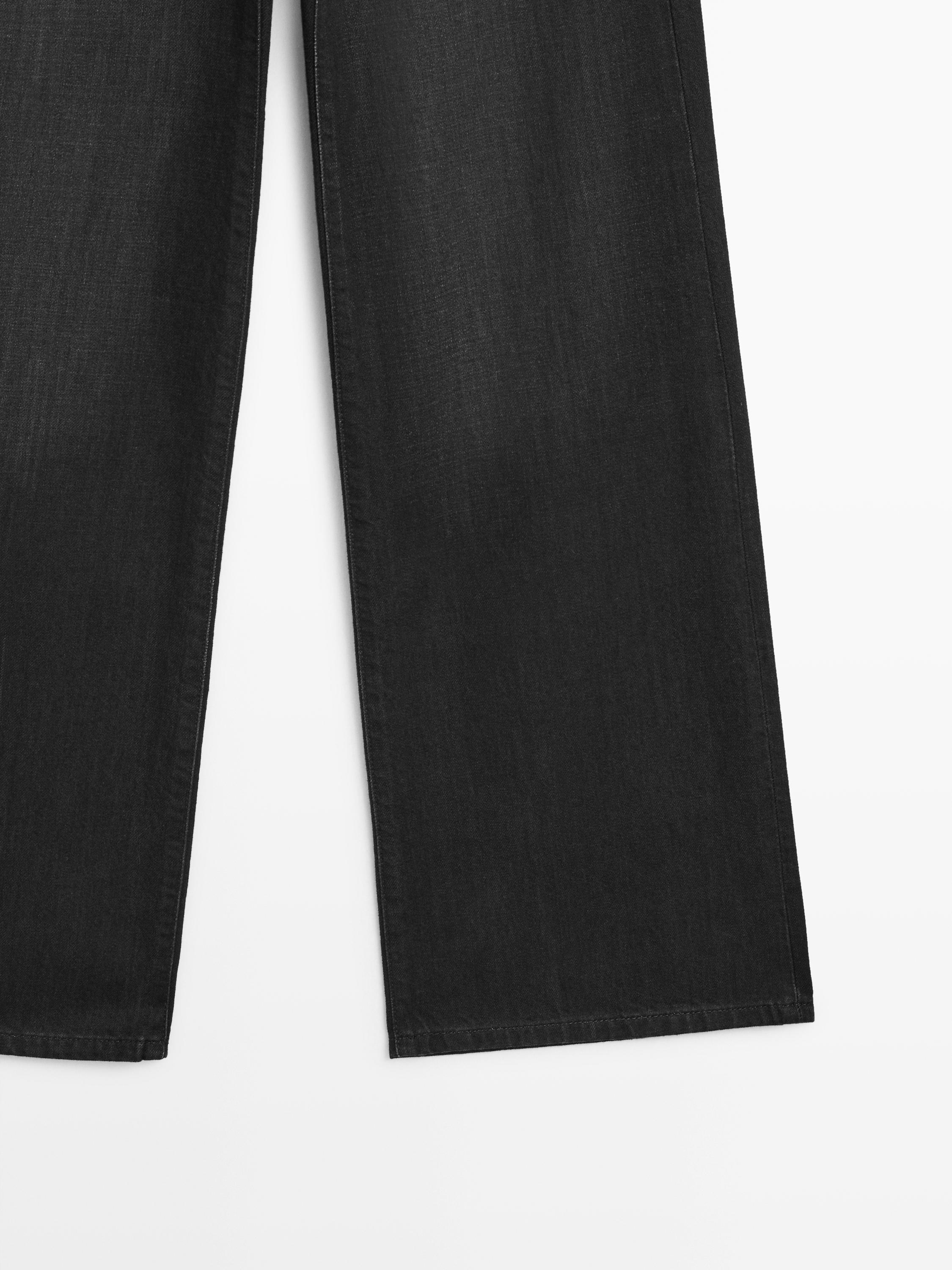 Straight-leg high-waist jeans — BLACK