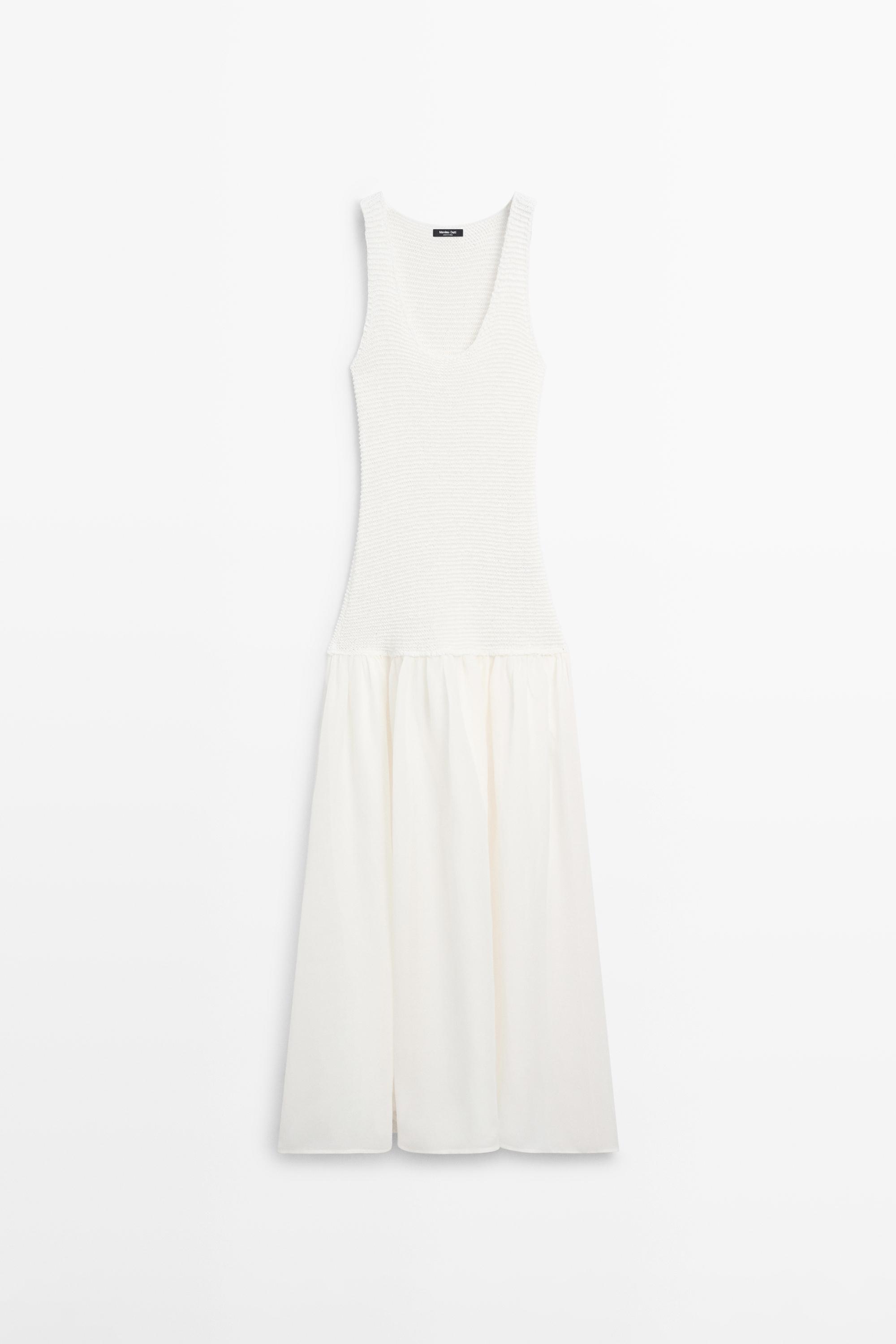 Long matching linen blend dress