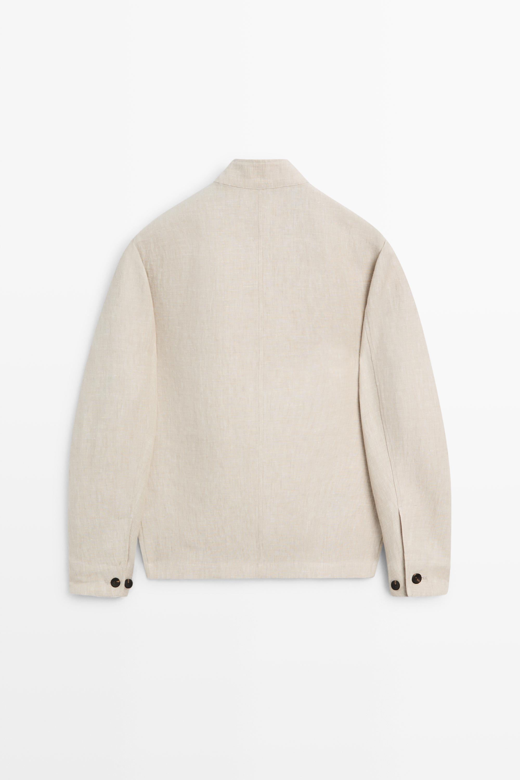 100% linen total look overshirt — BEIGE
