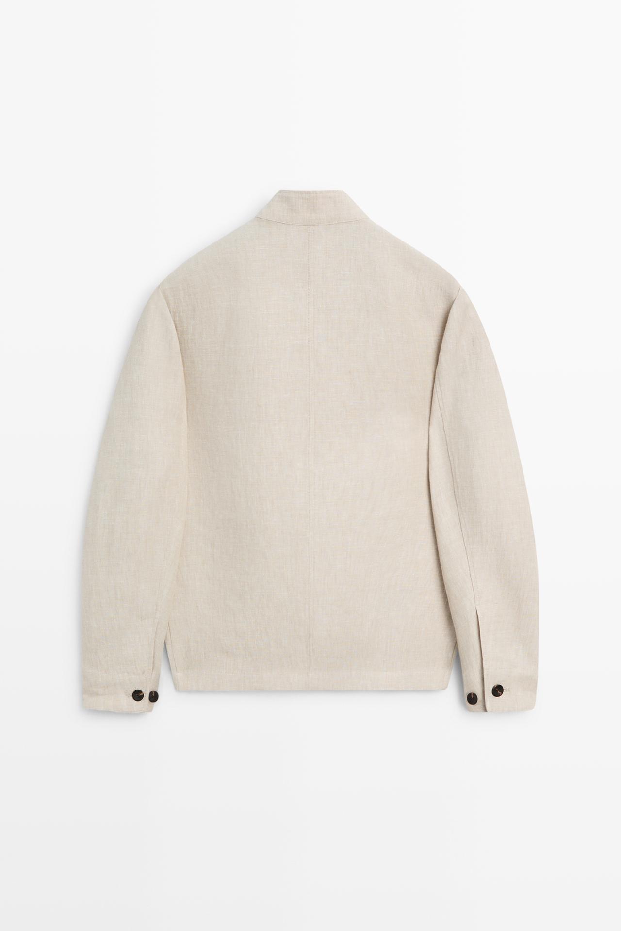 100% linen total look overshirt — BEIGE