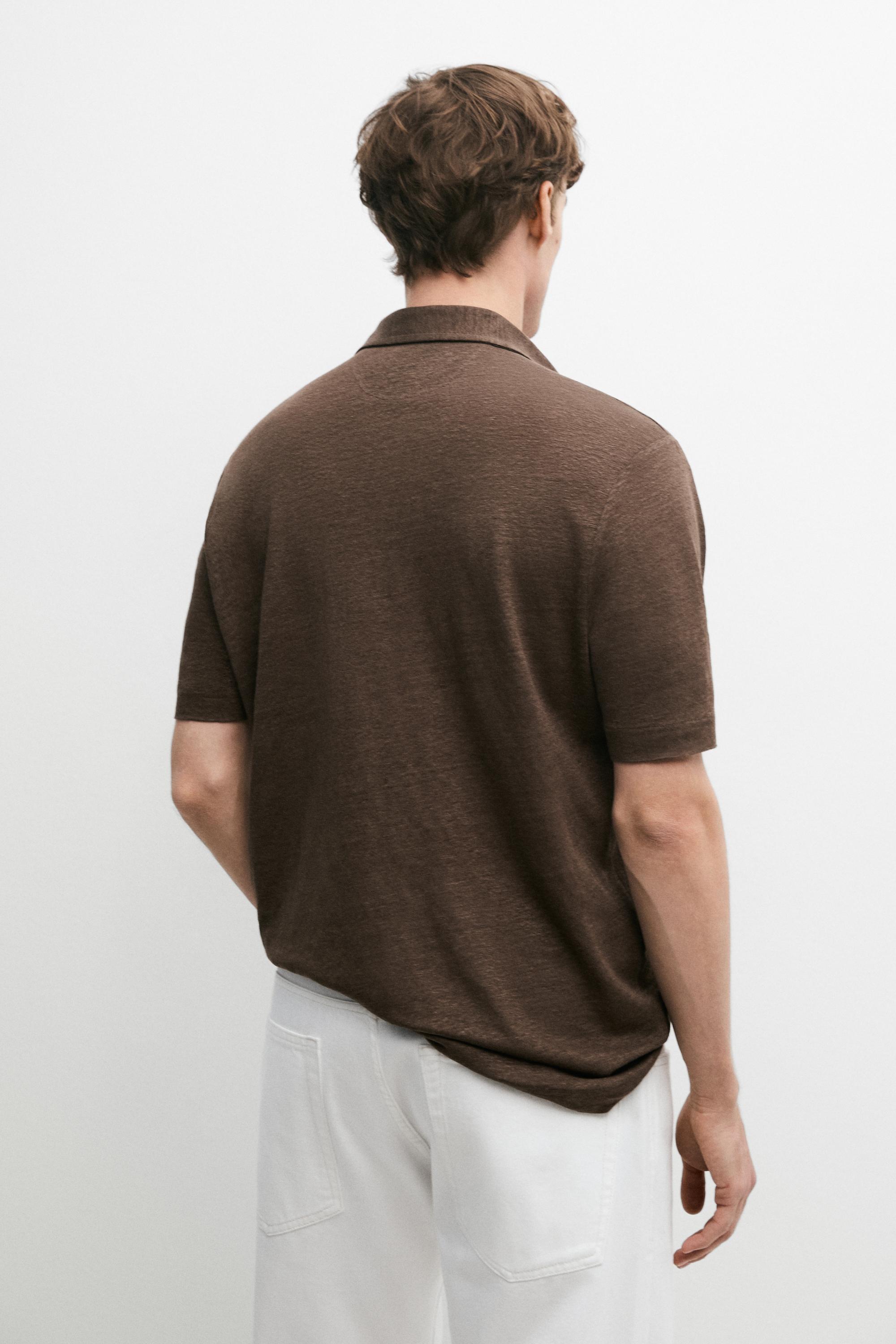 100% linen short sleeve polo shirt — OIL