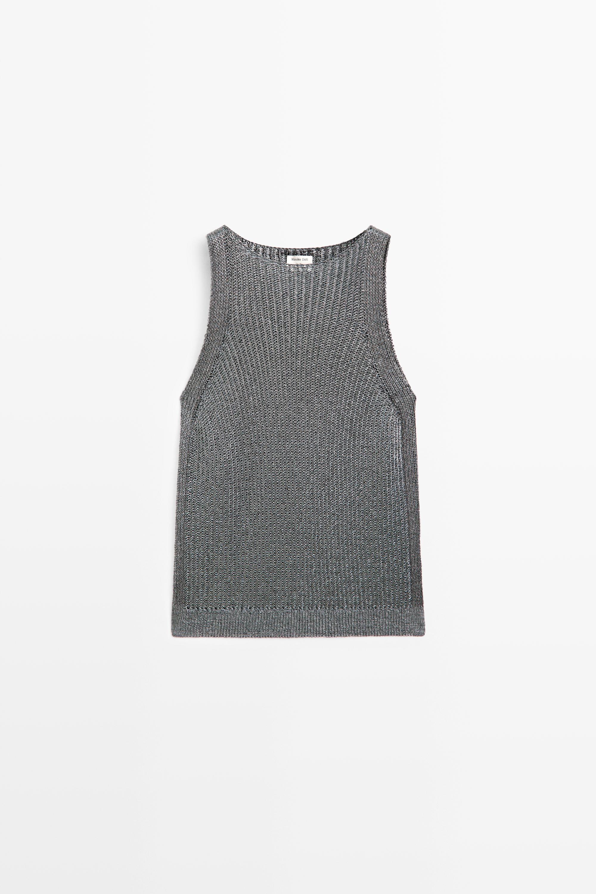 Metallic knit halter top - STUDIO — Silver