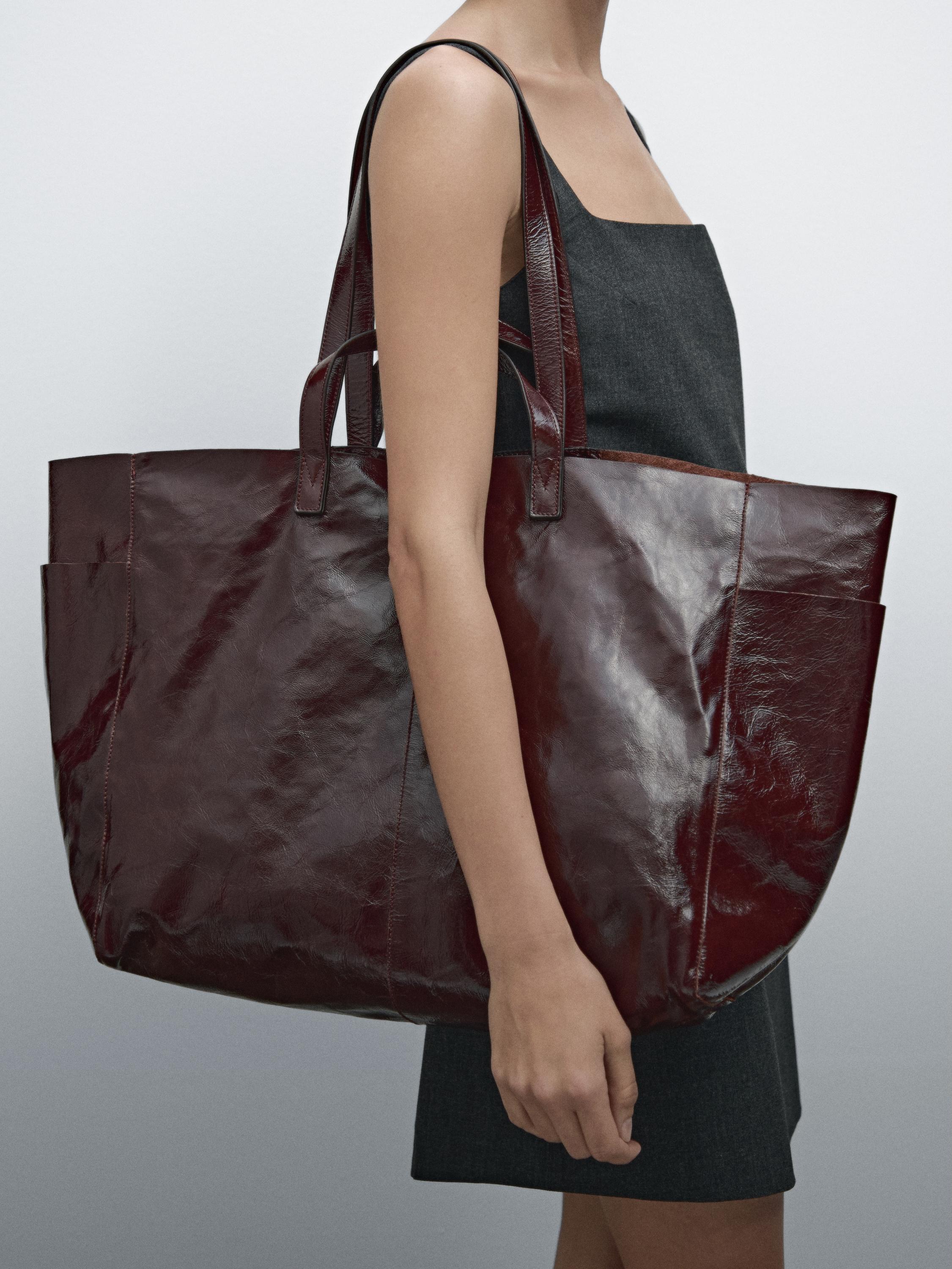 Nappa leather maxi shopper bag