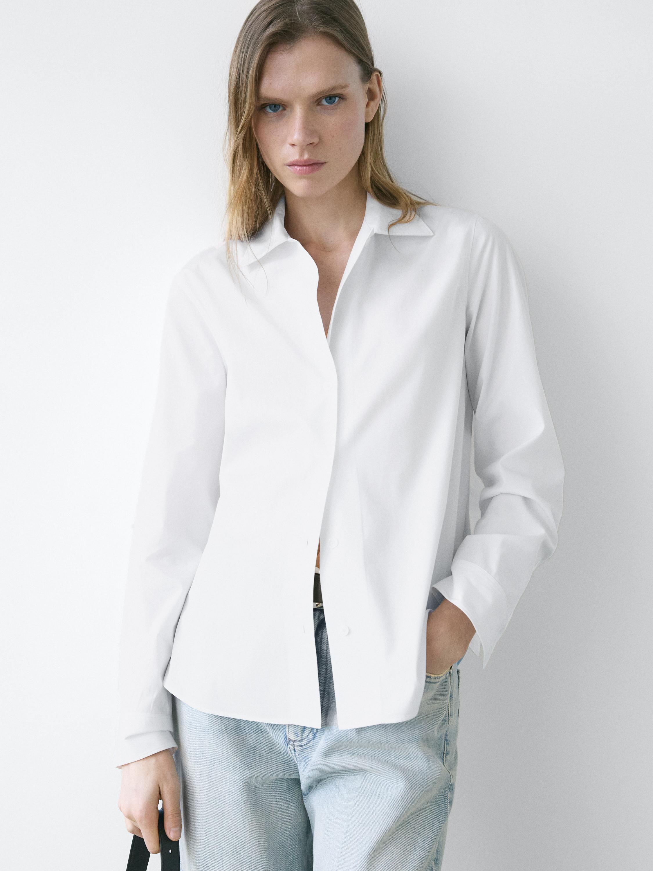 100% cotton poplin shirt — WHITE