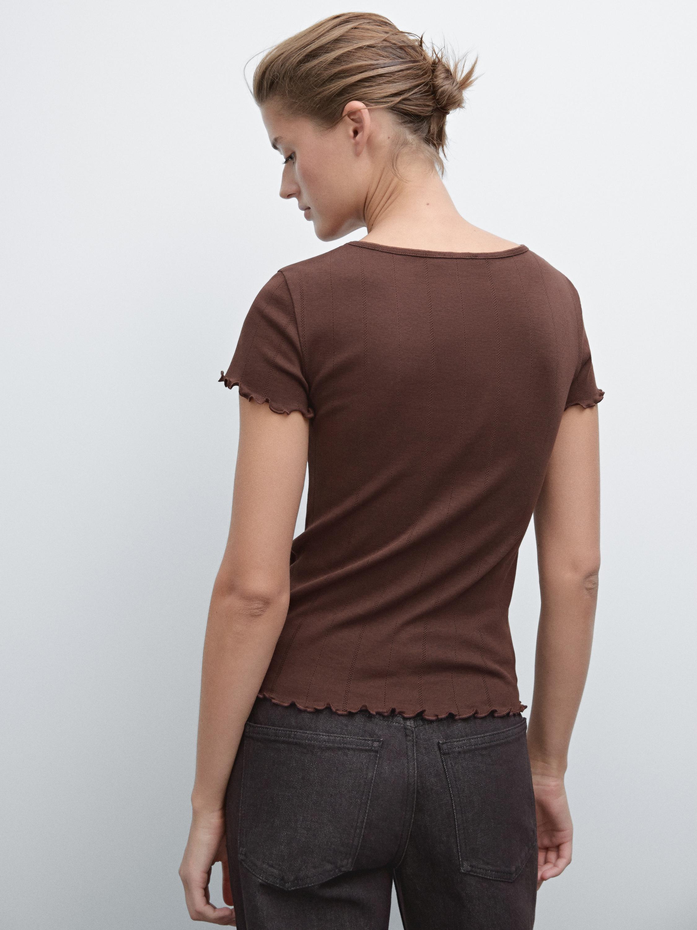 Camiseta pointelle rib ondulado algodón