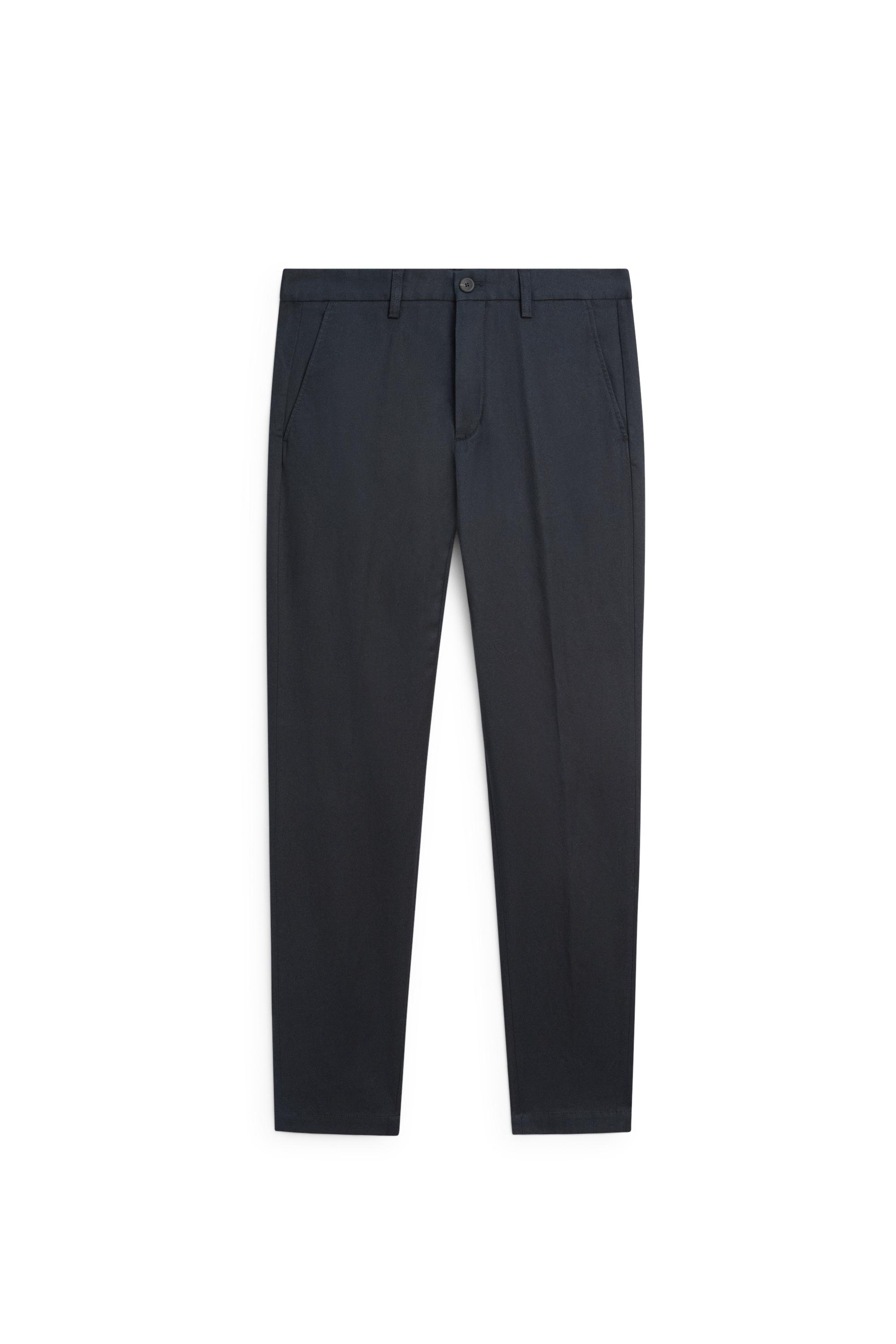 Cotton blend slim fit pants — NAVY BLUE