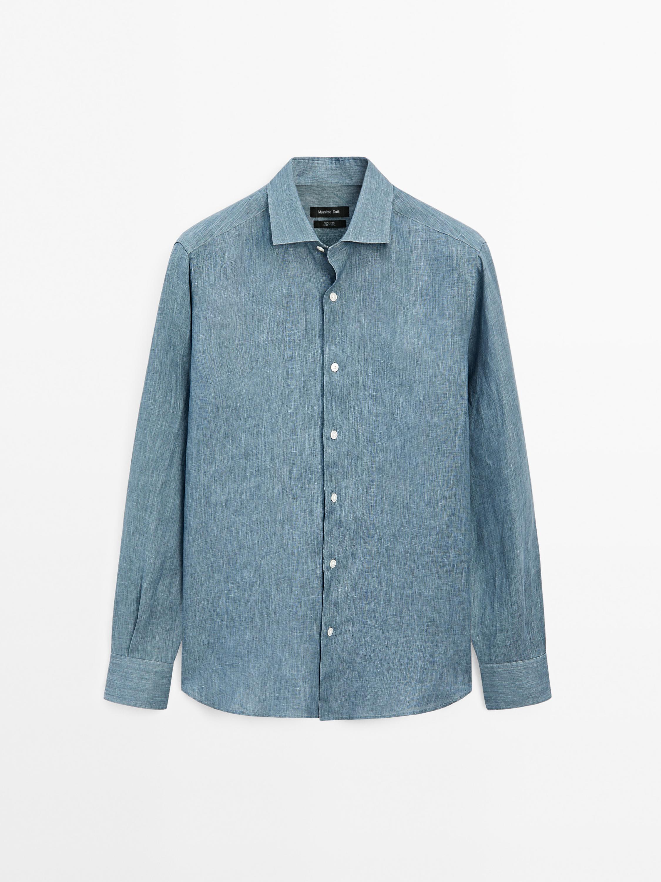 Лека риза със стандартна кройка от 100% лен