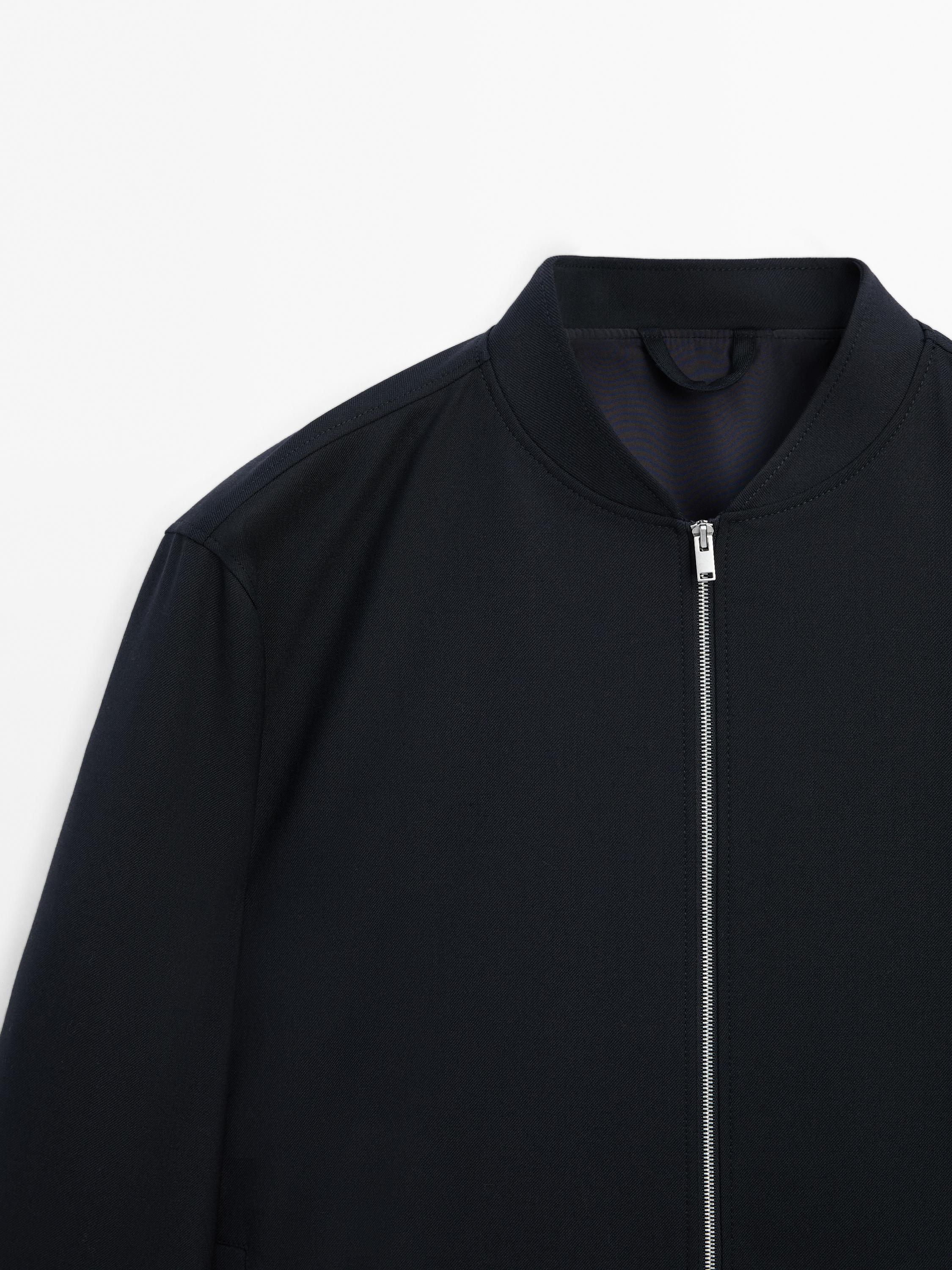 Twill wool blend bomber jacket