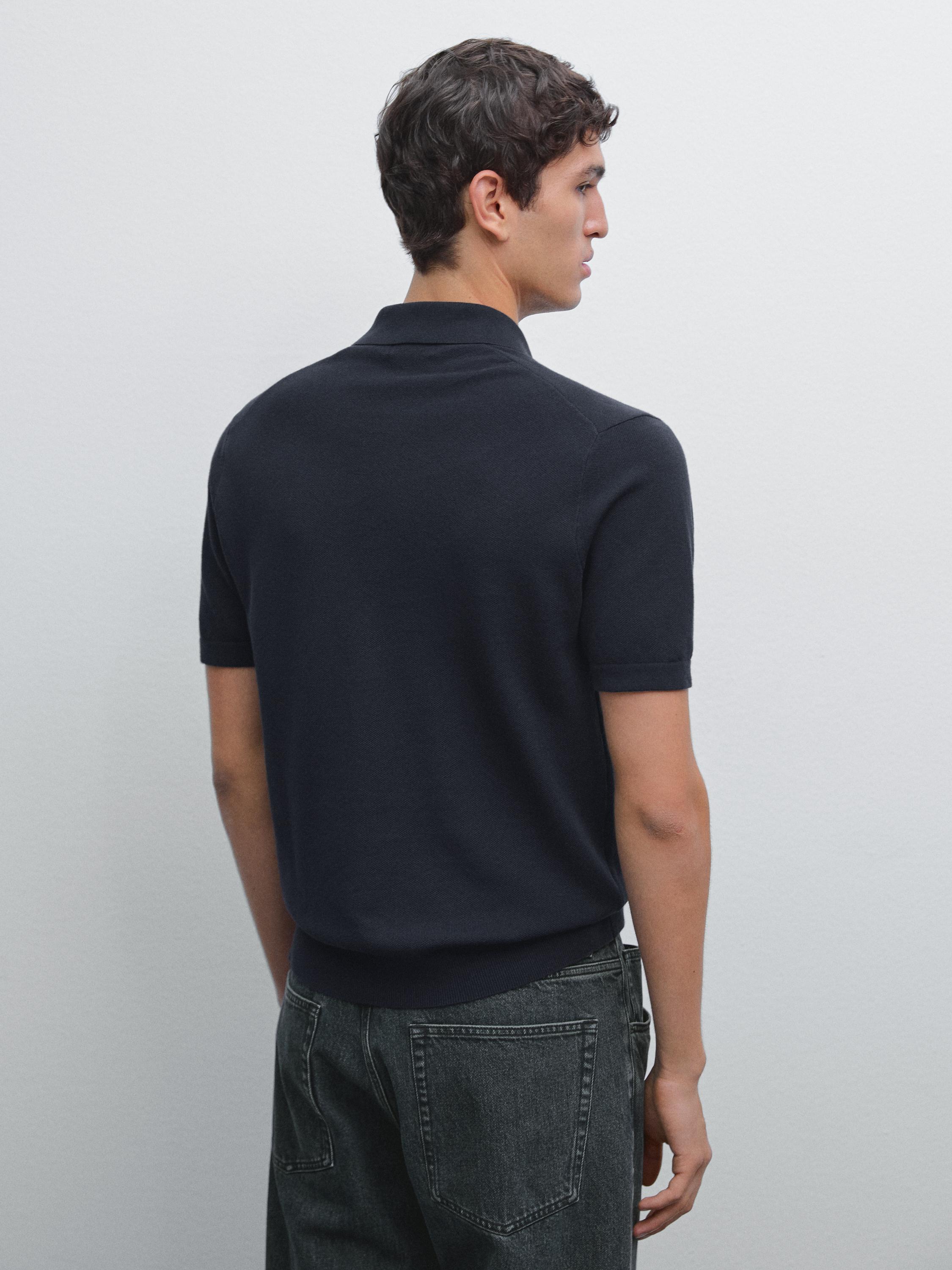 Knit V-neck polo shirt