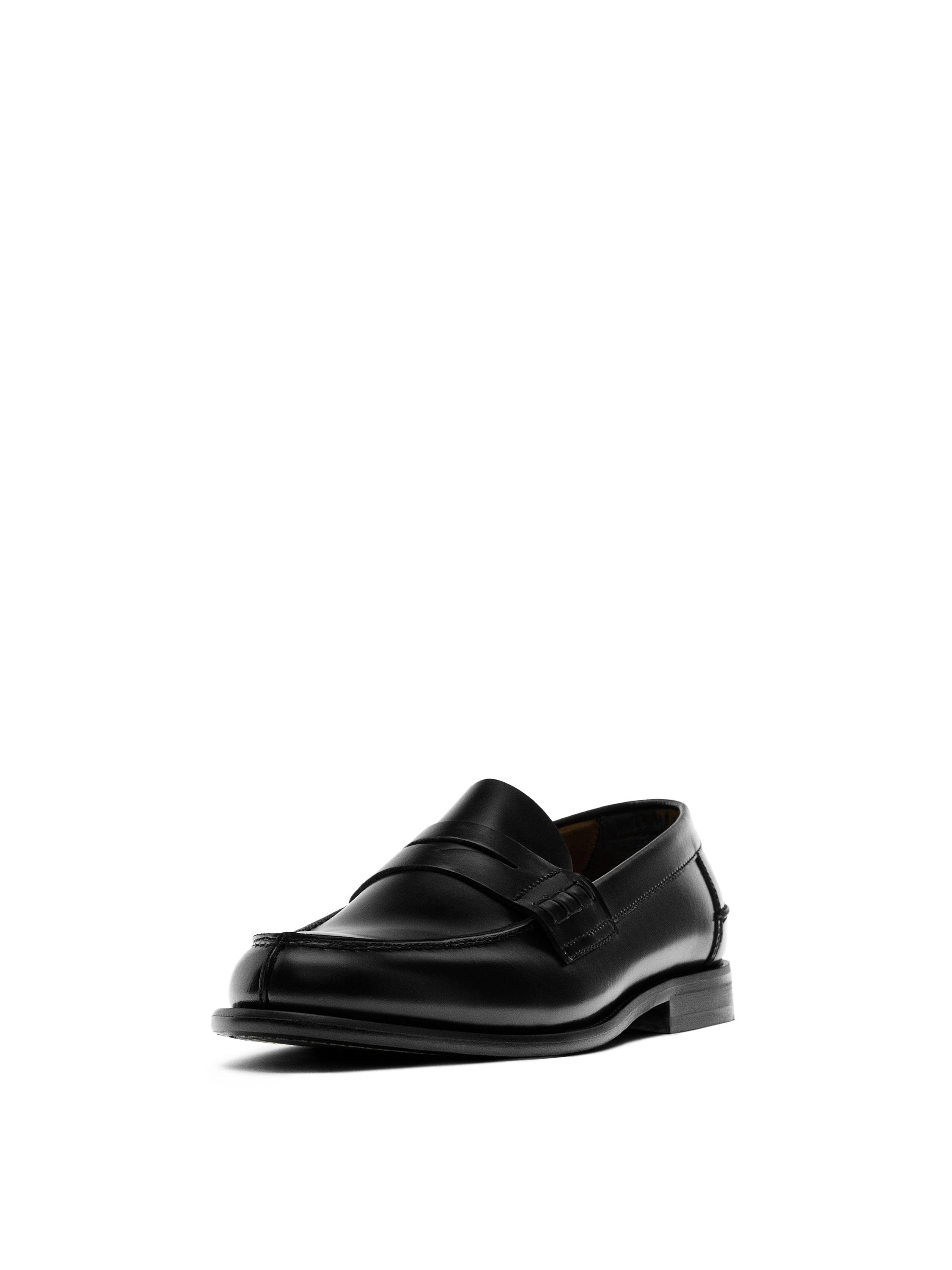 Leather loafers with penny strap — BLACK
