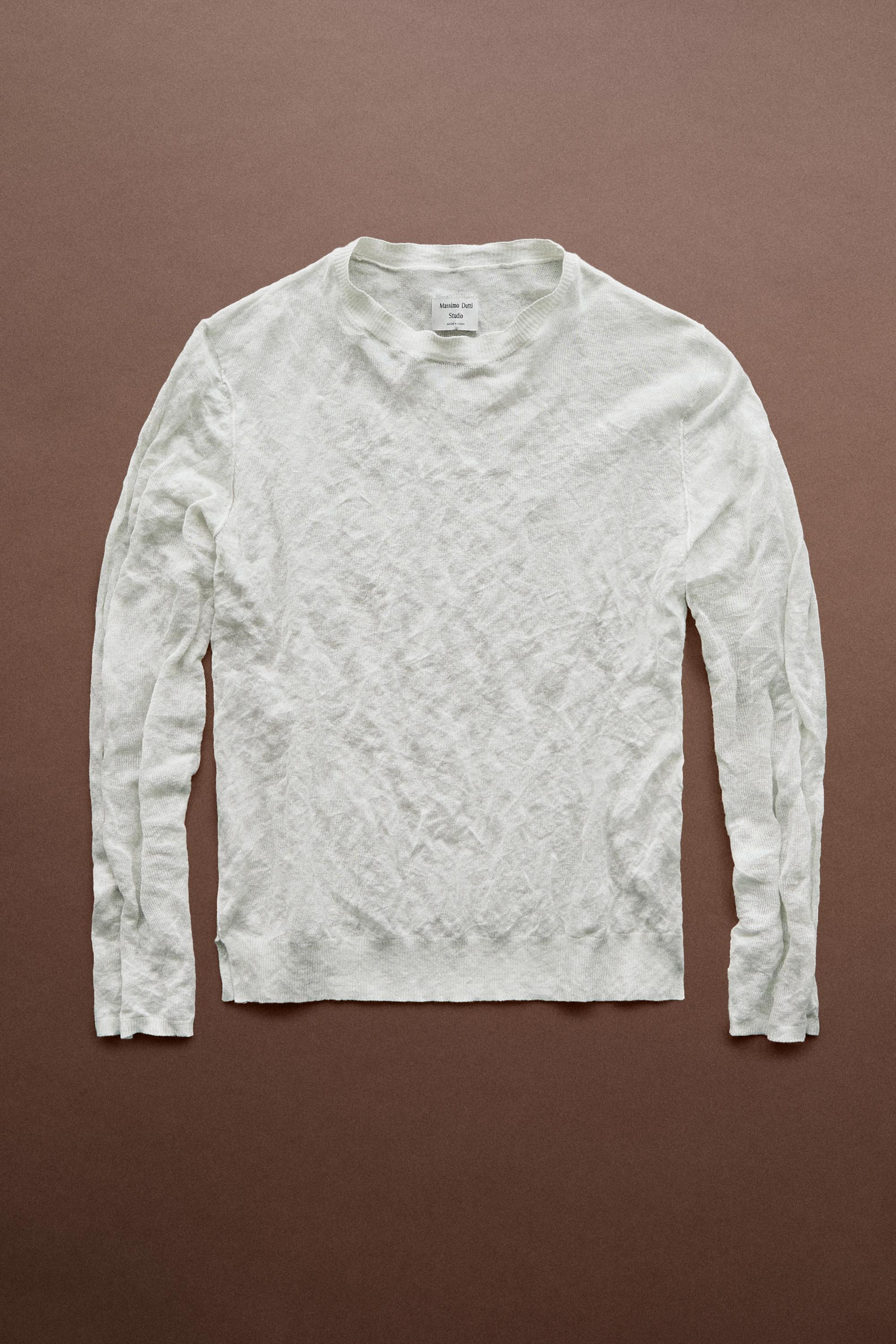 Long sleeve fine knit sweater - STUDIO — OLD SILVER
