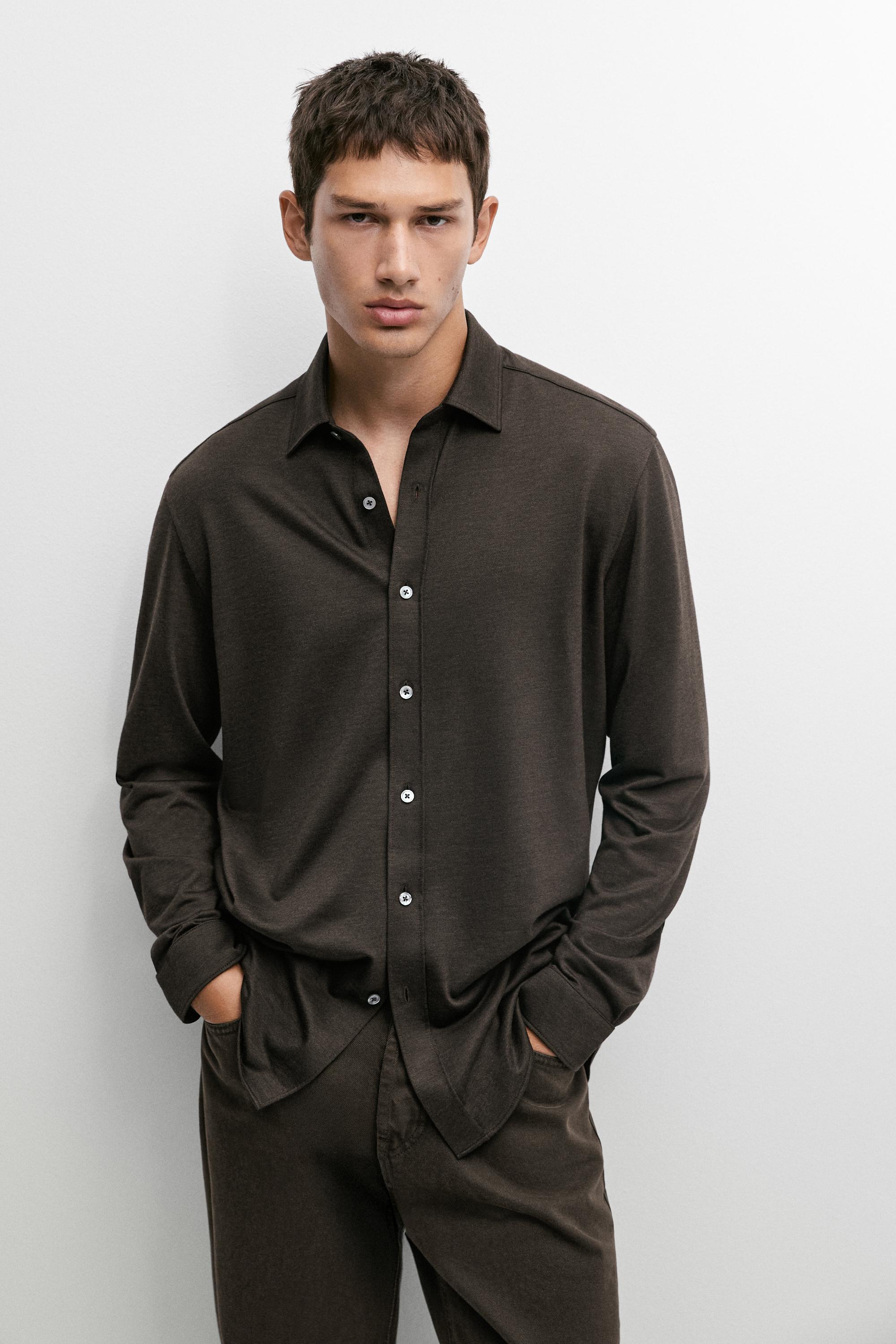 Camisa stretch slim fit con algodón