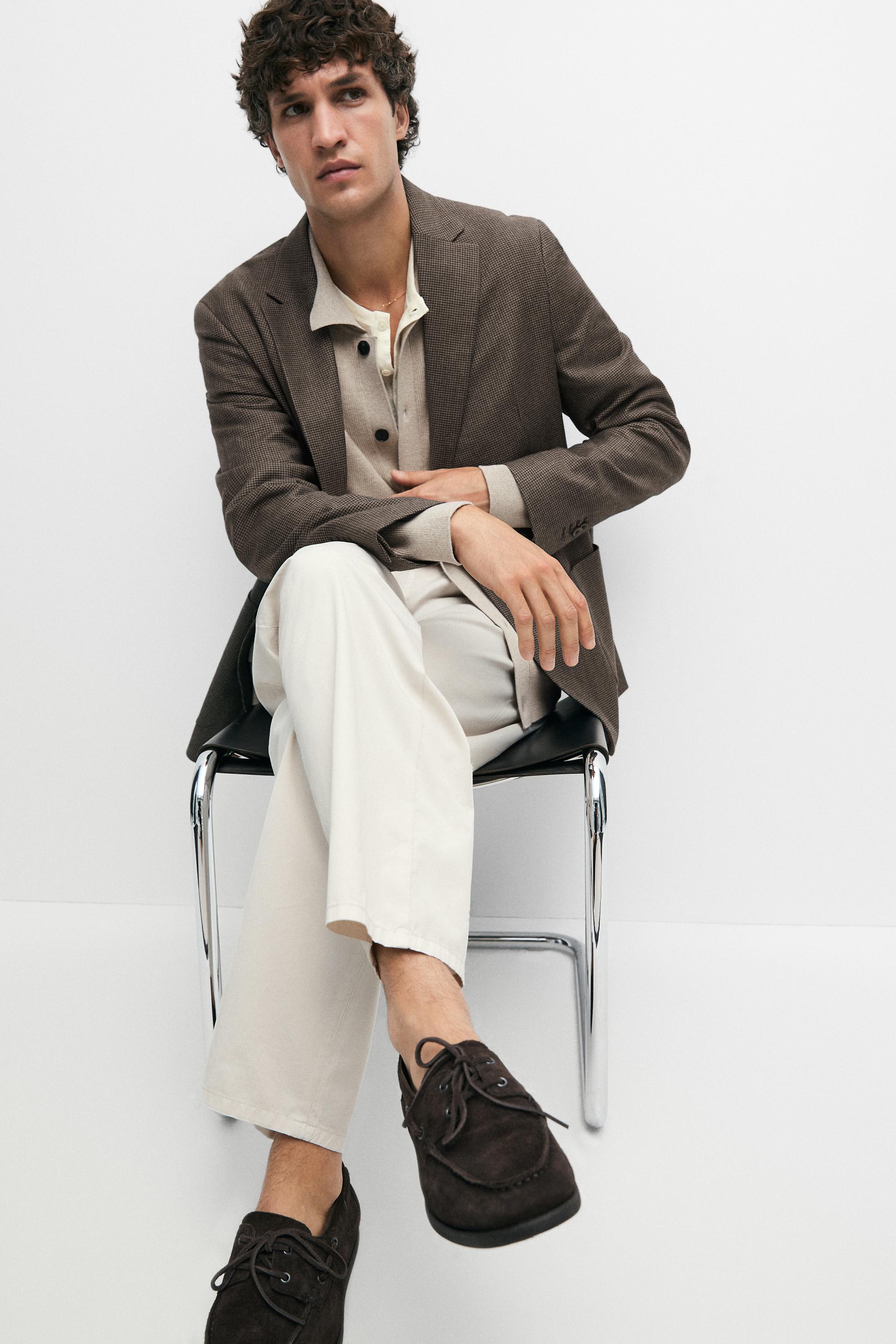 Wool-blend blazer with pocket details — BROWN