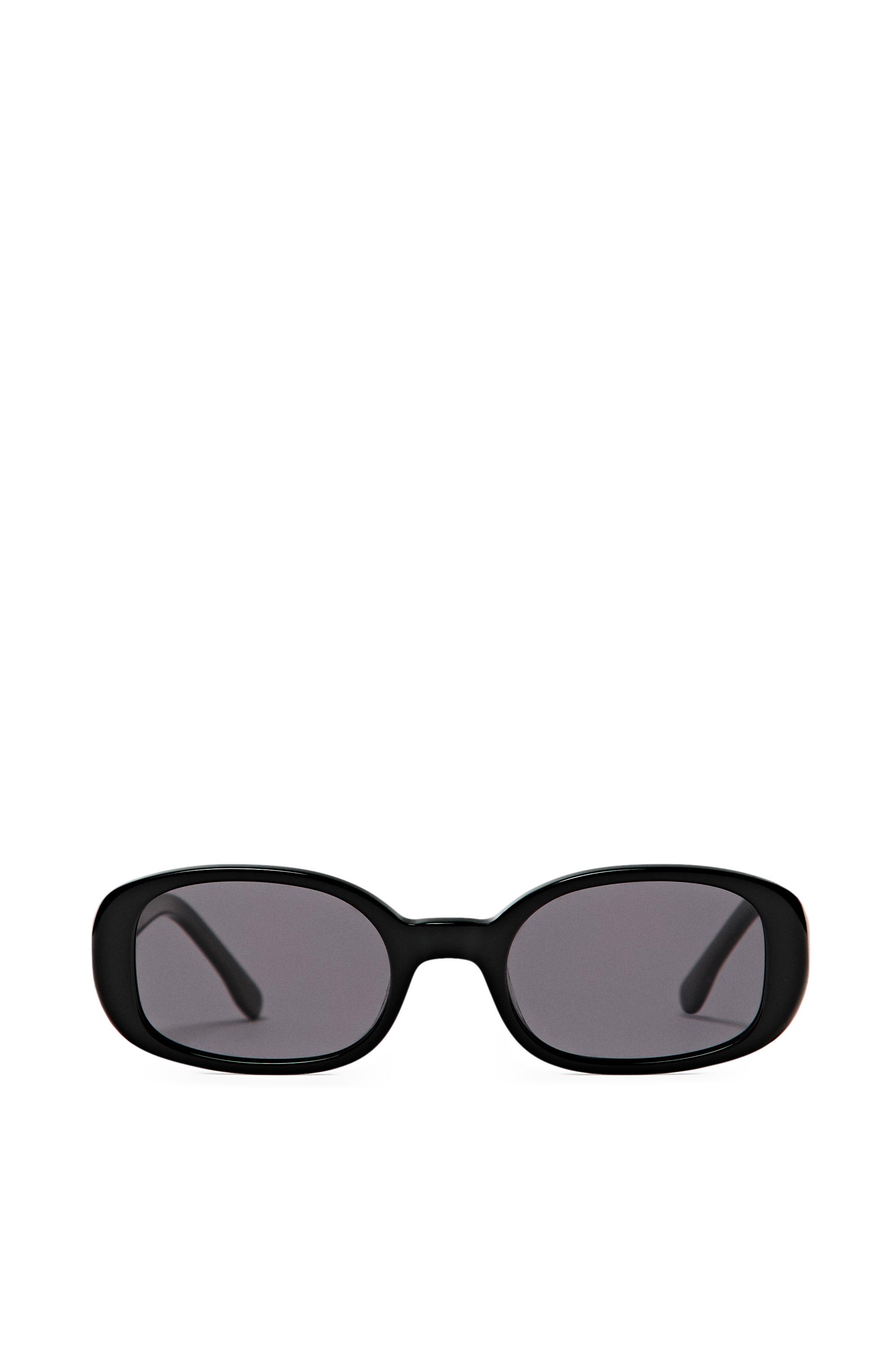 90s-style rounded sunglasses — BLACK