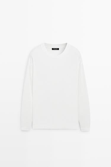 100% cotton long sleeve boxy T-shirt — WHITE 2