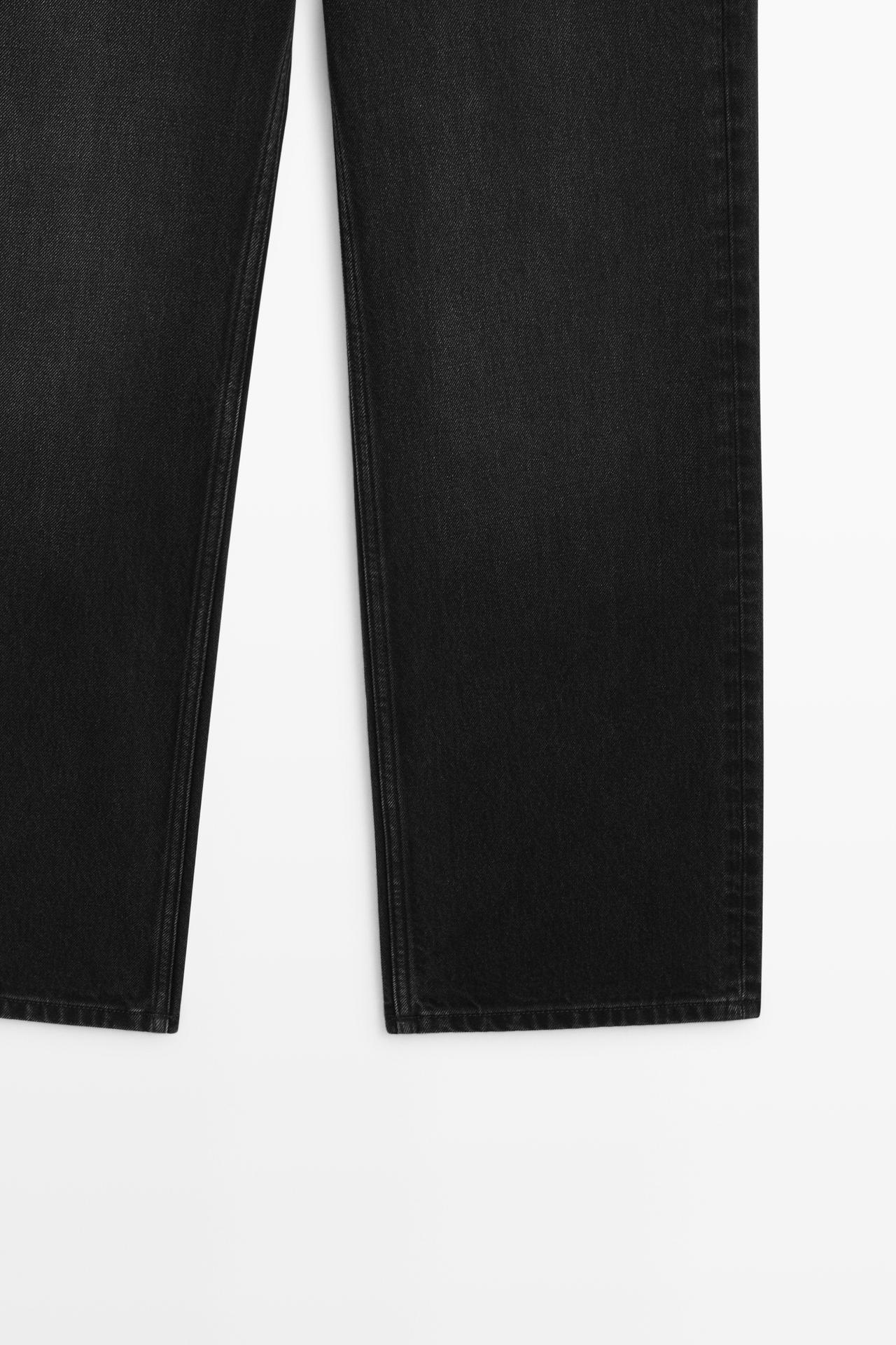 Wide-leg mid-waist jeans — BLACK