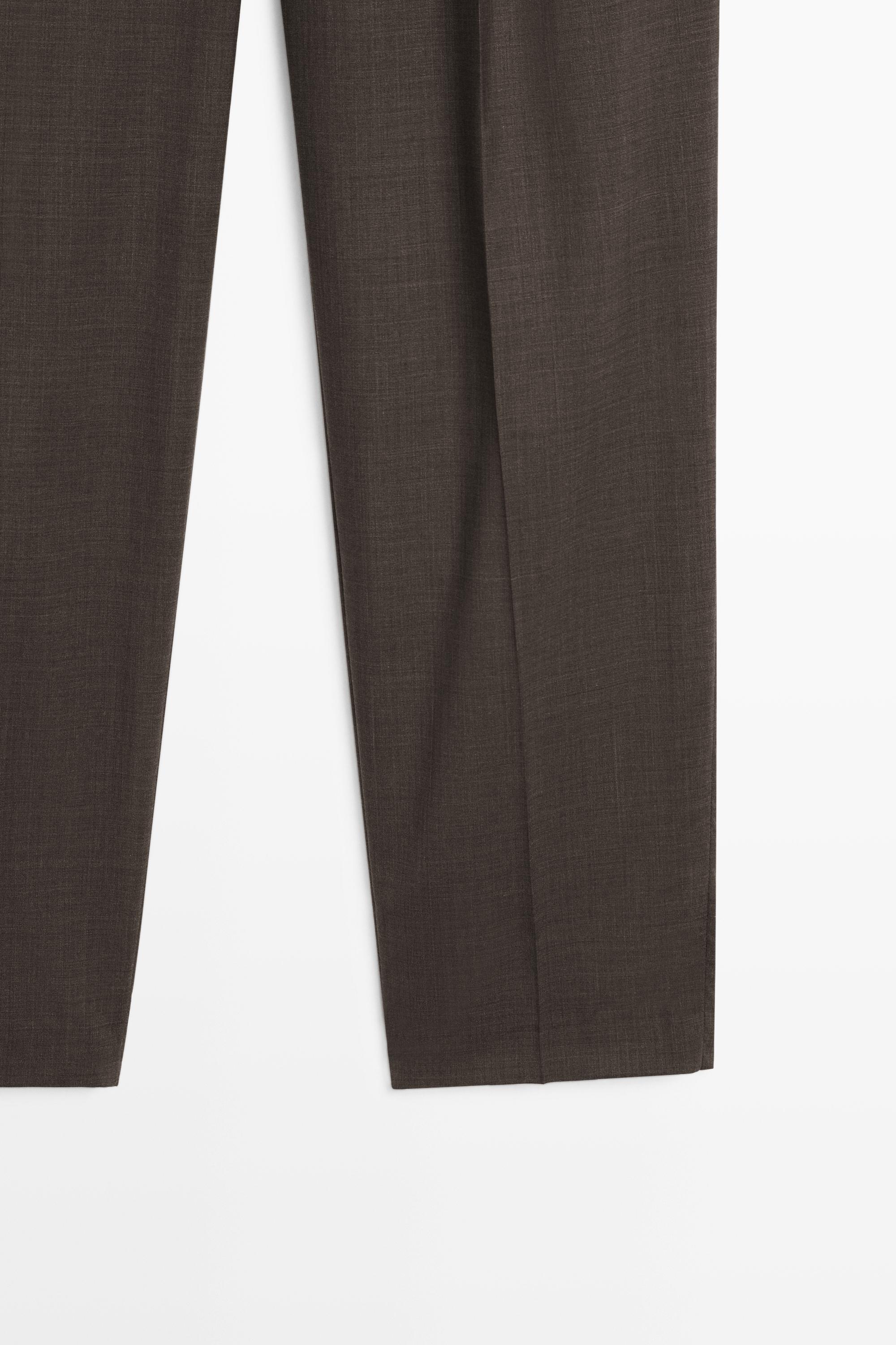 100% cool wool pleated pants — DARK GREY