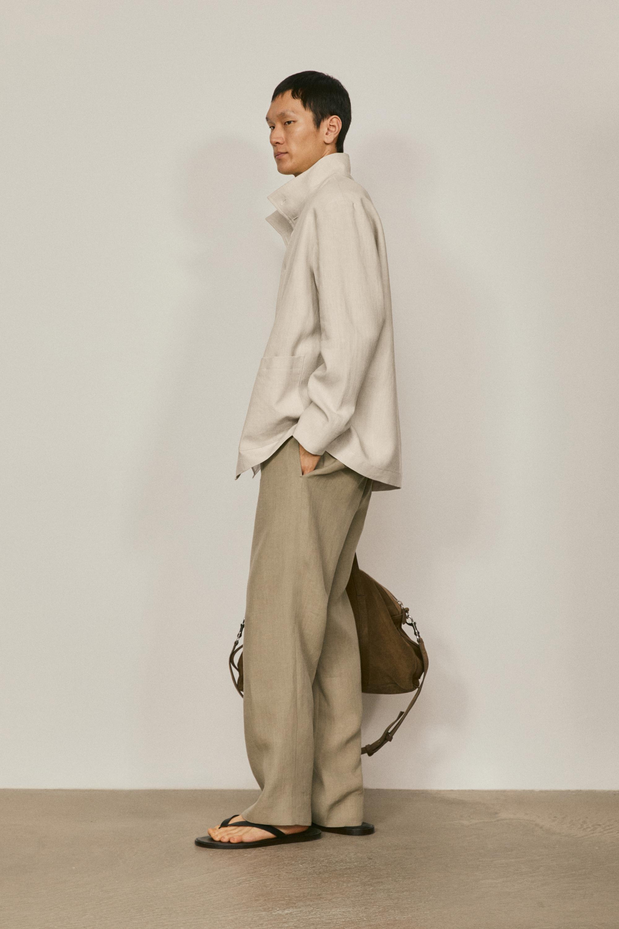 High neck linen jacket - LIMITED EDITION — SAND