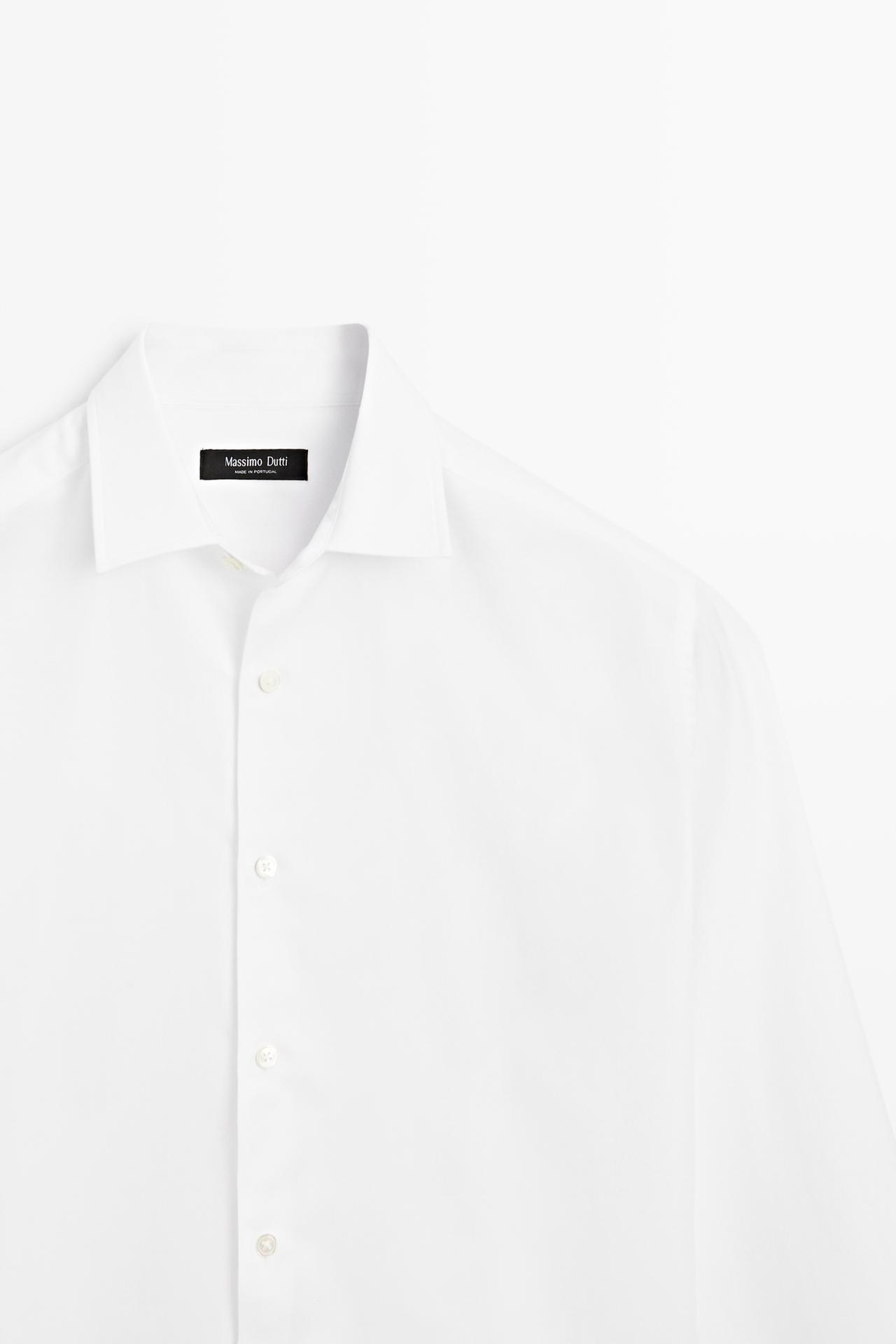100% cotton twill regular fit shirt — WHITE