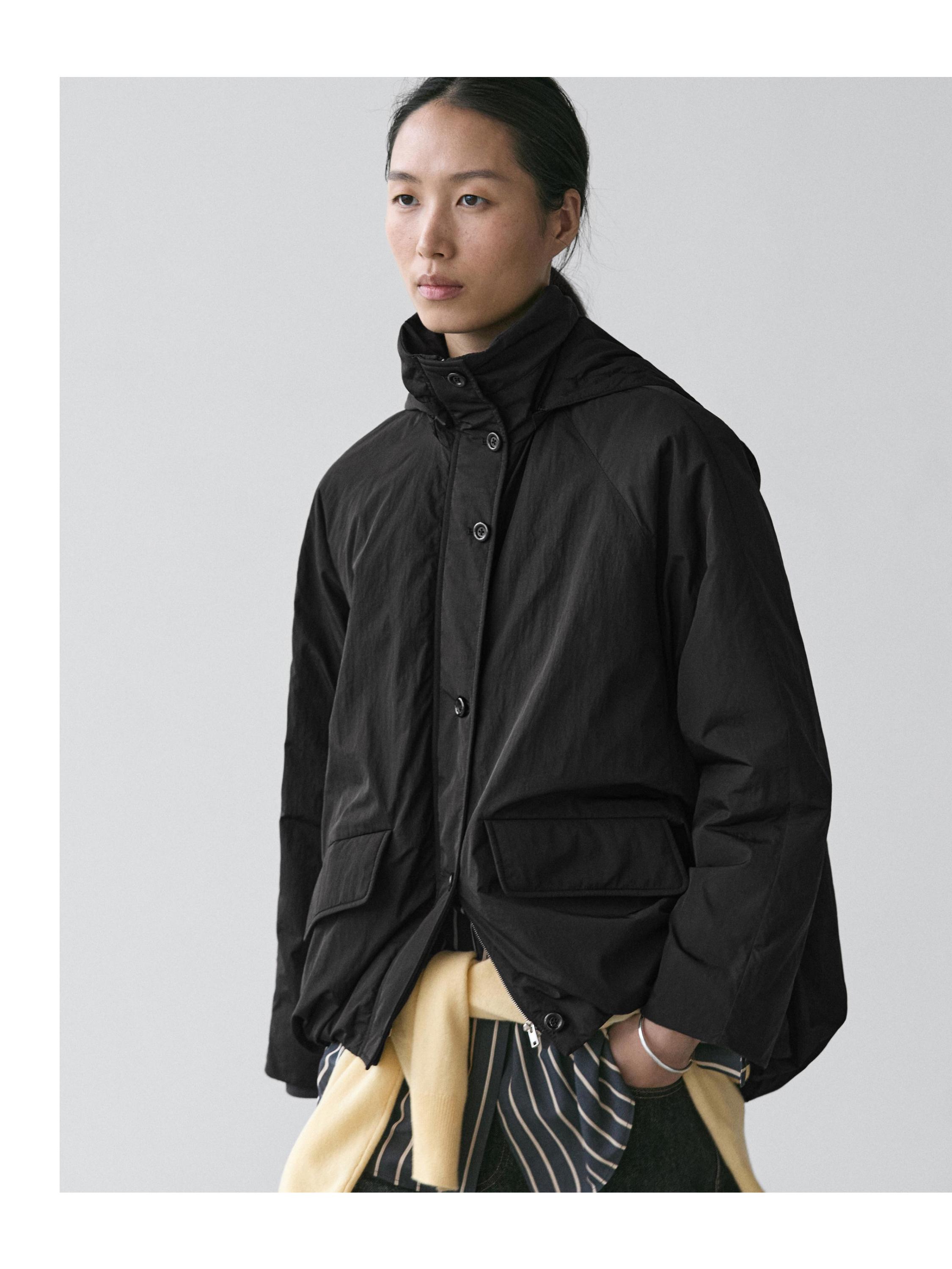 Long technical fabric parka — BLACK