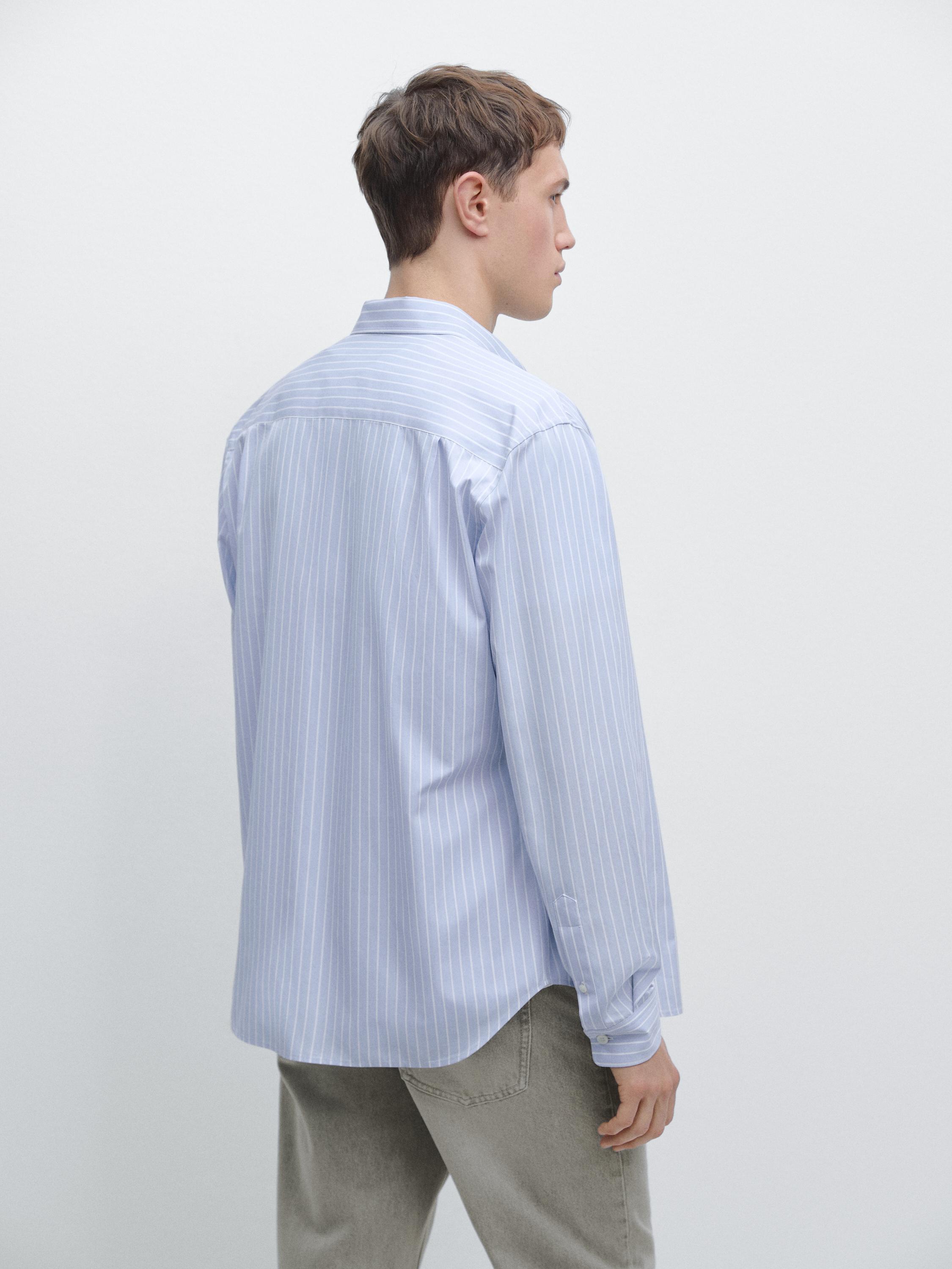Regular fit pinstriped shirt — Sky blue (alternate view)