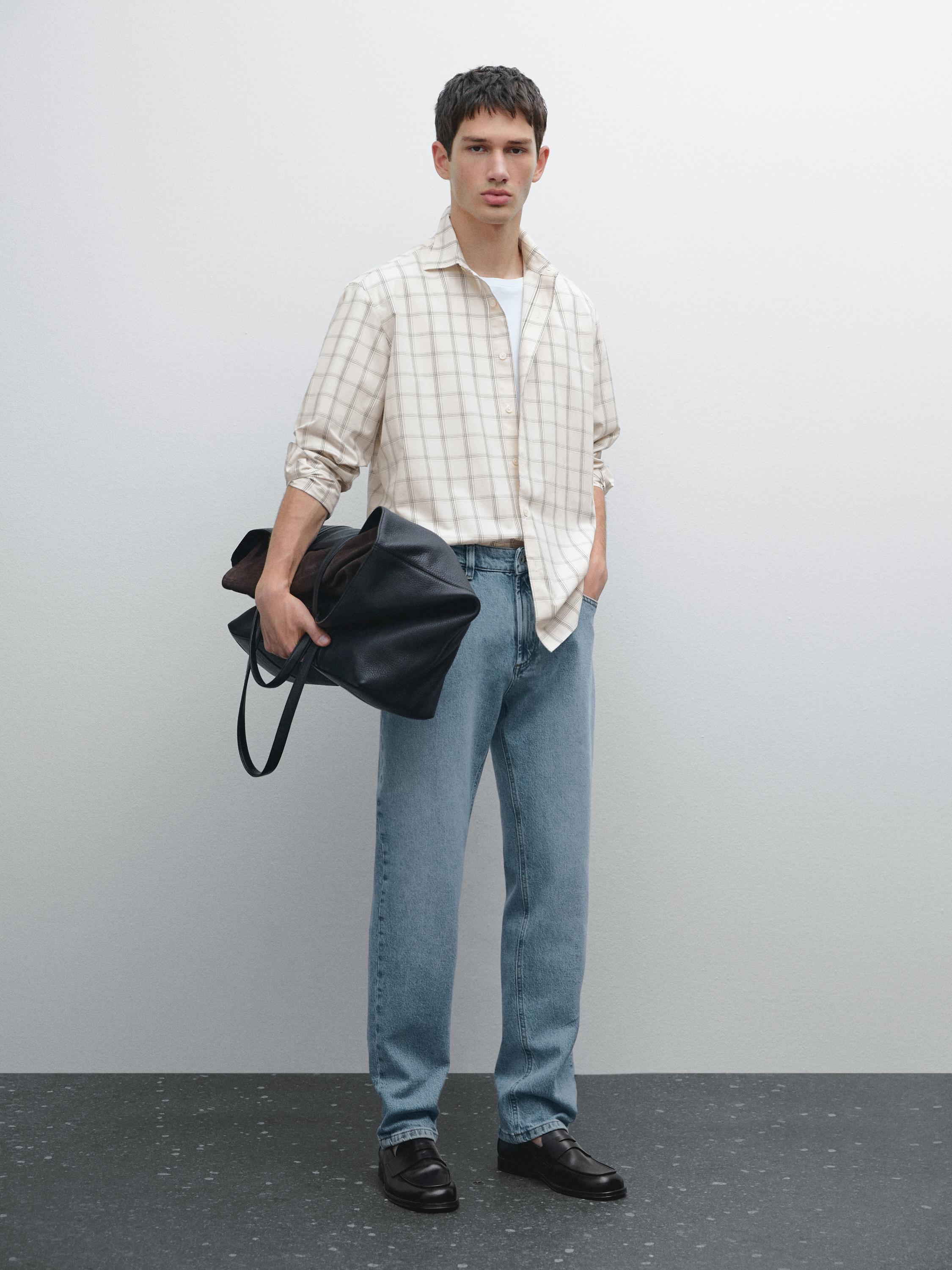 Chemise à carreaux regular fit 100 % coton