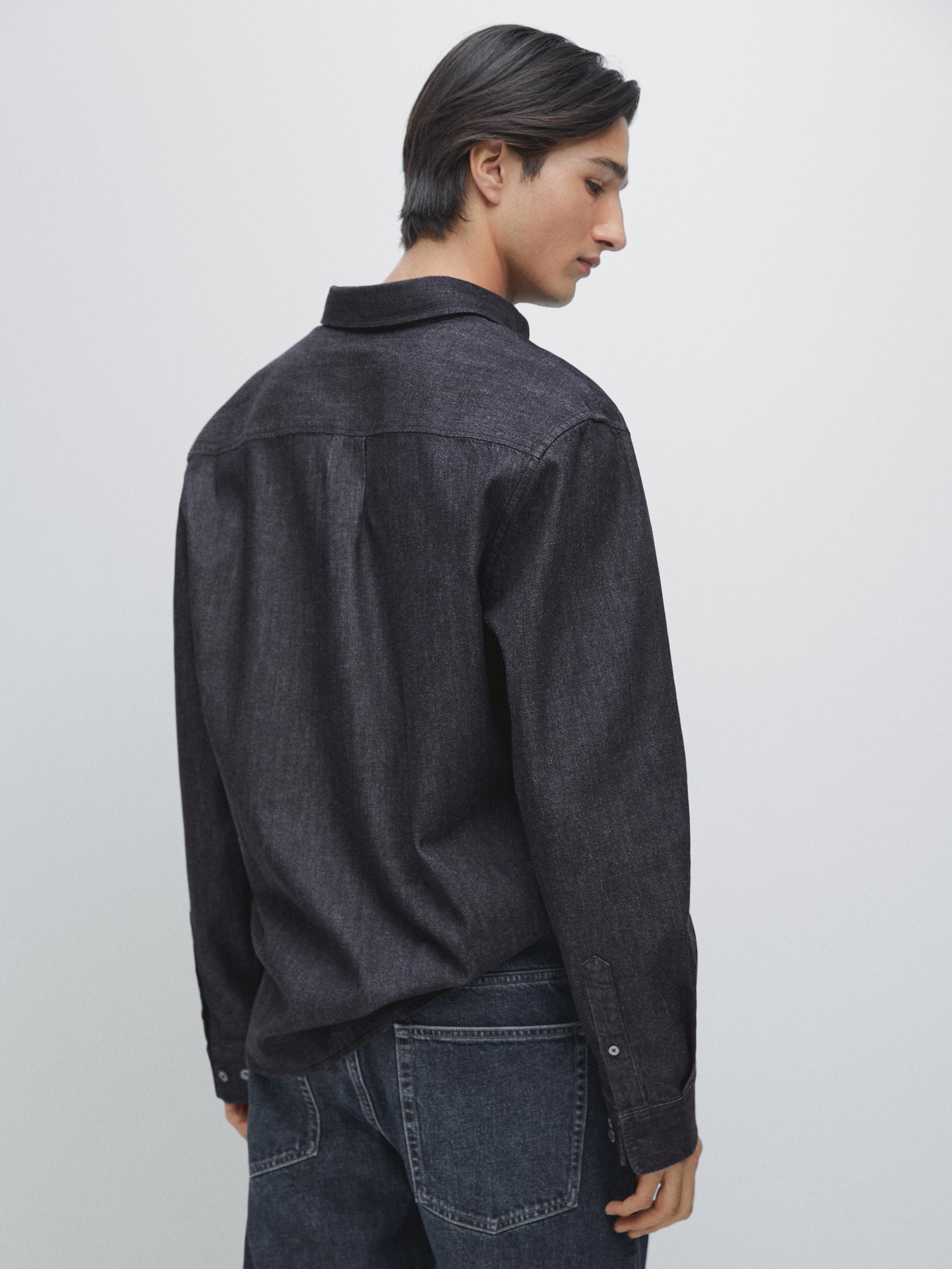 Regular fit denim shirt — DARK BLUE