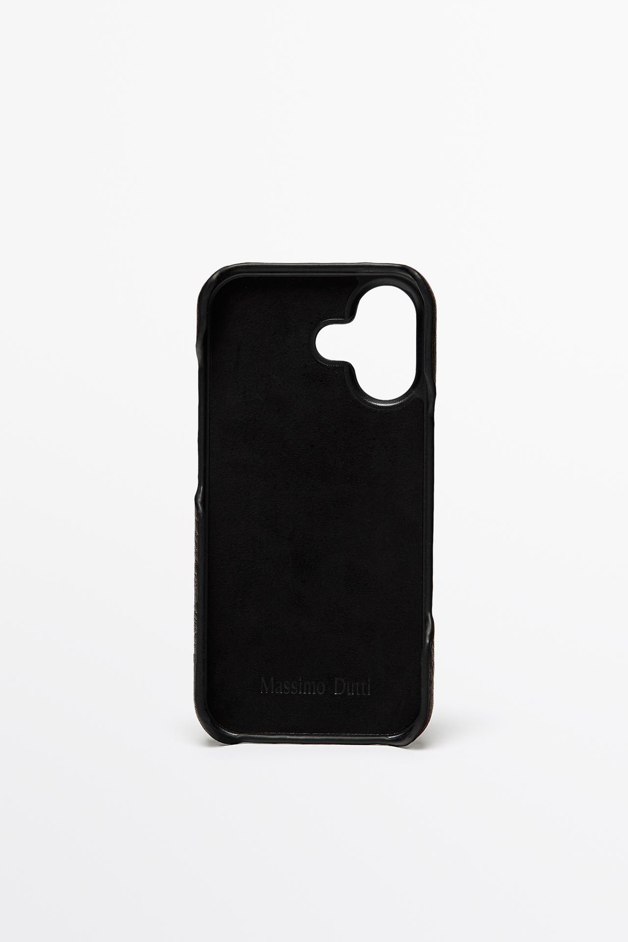 Textured Nappa leather iPhone 17 case — Chocolate